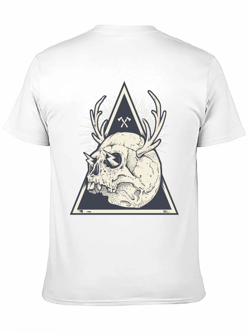 Skull & Antlers Graphic Print Crew Neck Tee