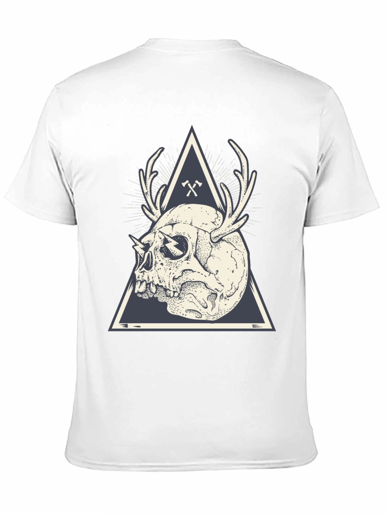 Skull & Antlers Graphic Print Crew Neck Tee