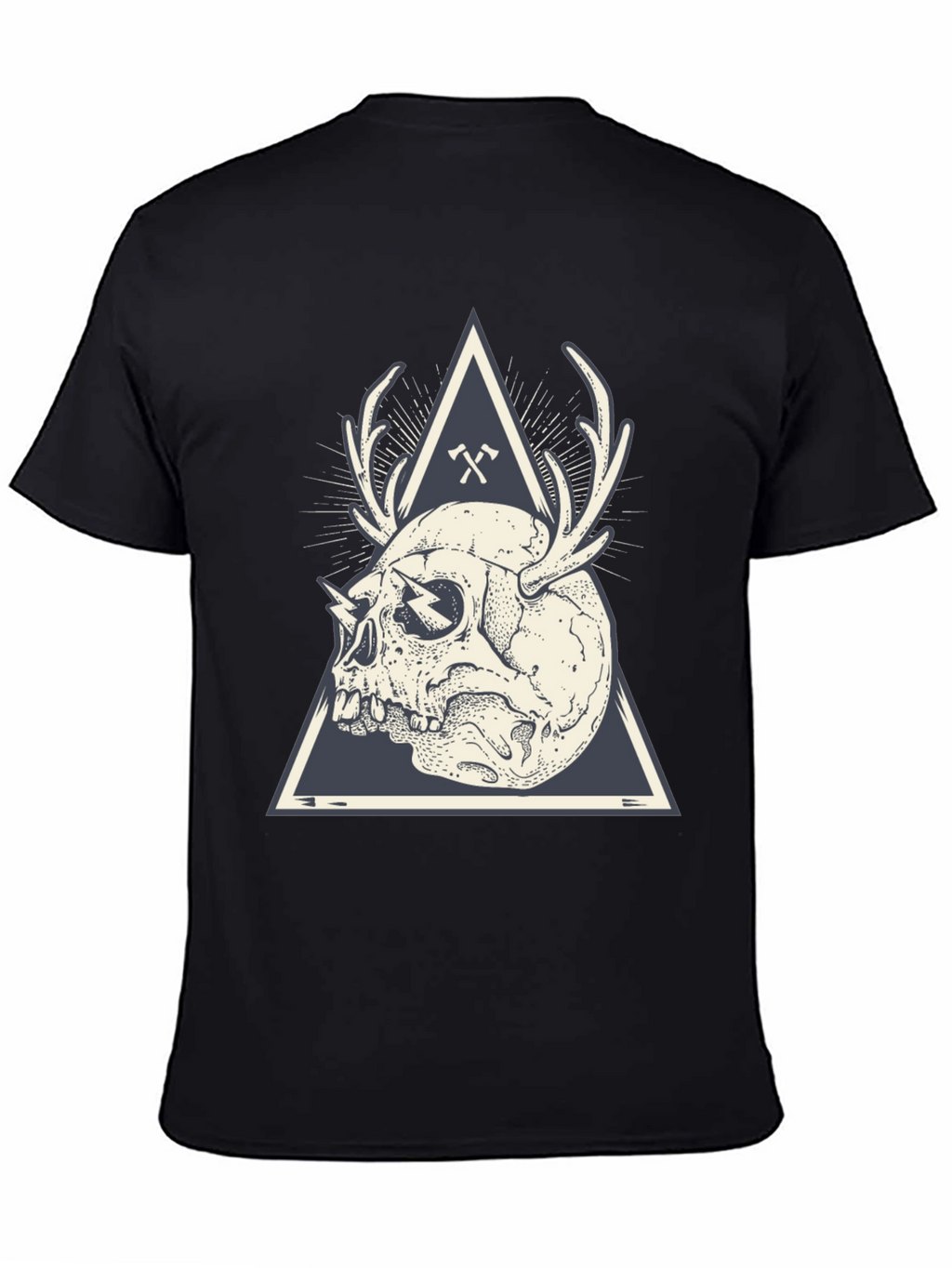 Skull & Antlers Graphic Print Crew Neck Tee