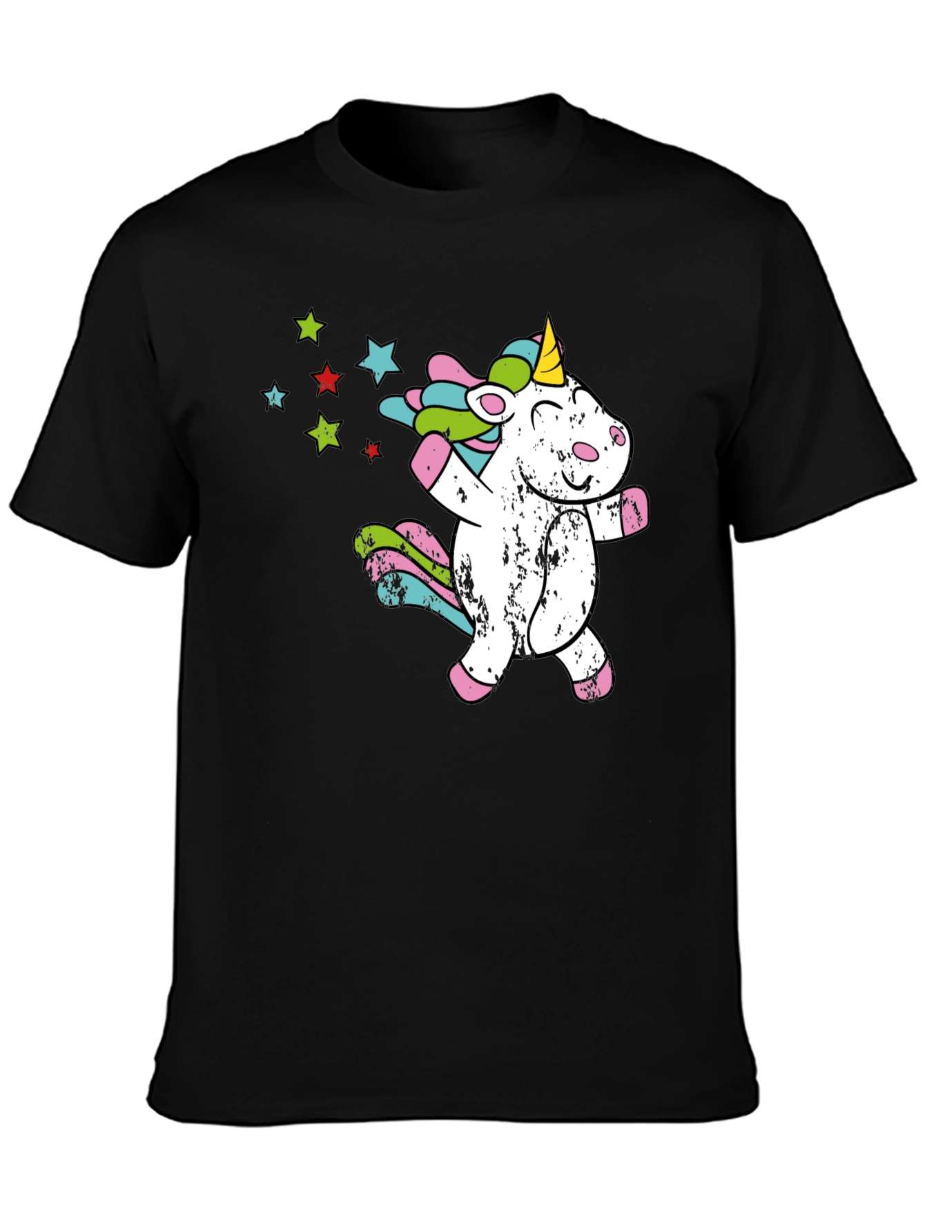 Dabbing Unicorn Graphic Tee - Black Cotton Shirt