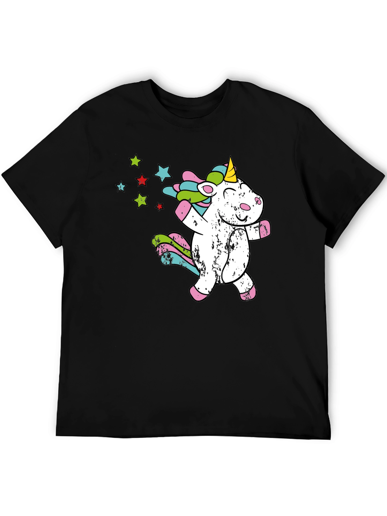Dabbing Unicorn Graphic Tee - Black Cotton Shirt