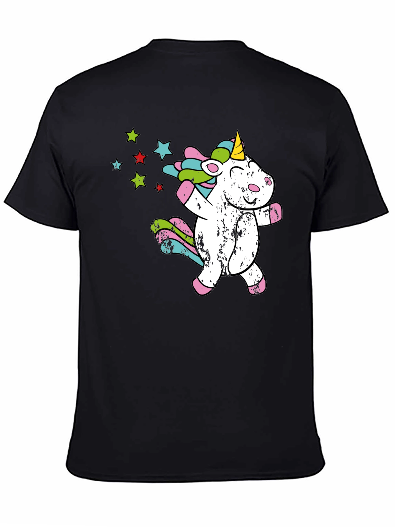 Dabbing Unicorn Graphic Tee - Black Cotton Shirt