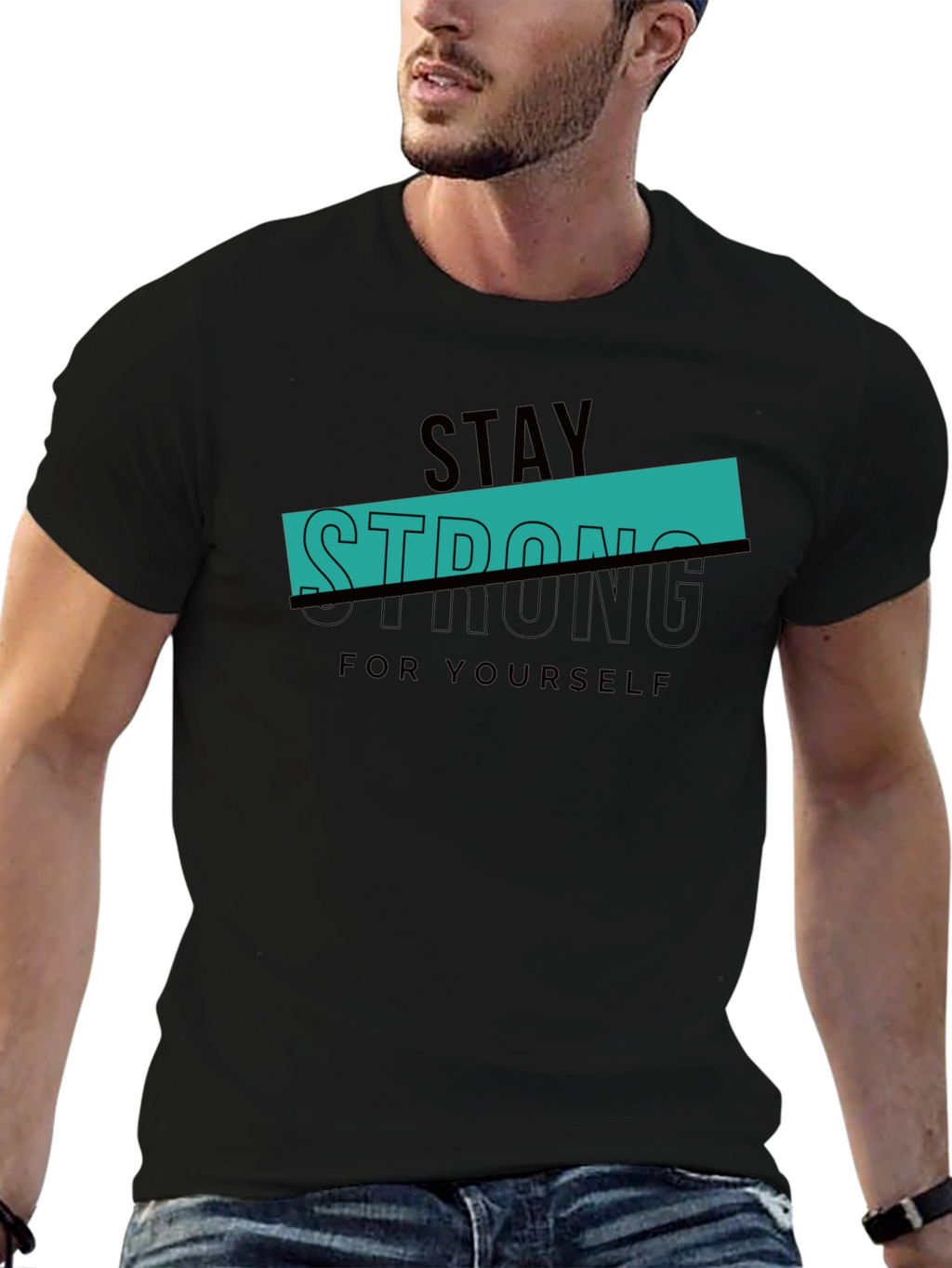 Stay Strong Graphic Tee - Black Casual T-Shirt