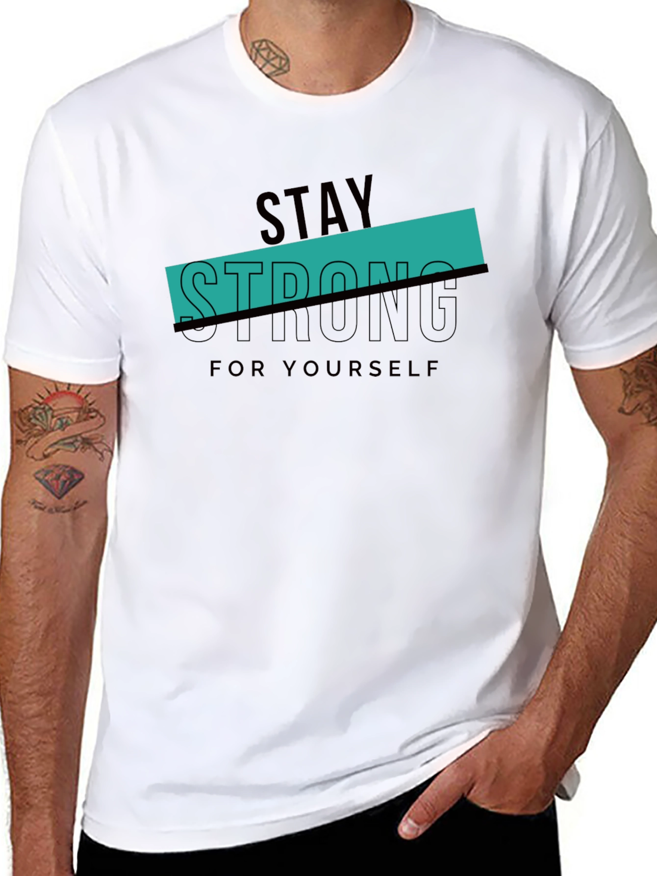 Stay Strong Graphic Tee - Black Casual T-Shirt