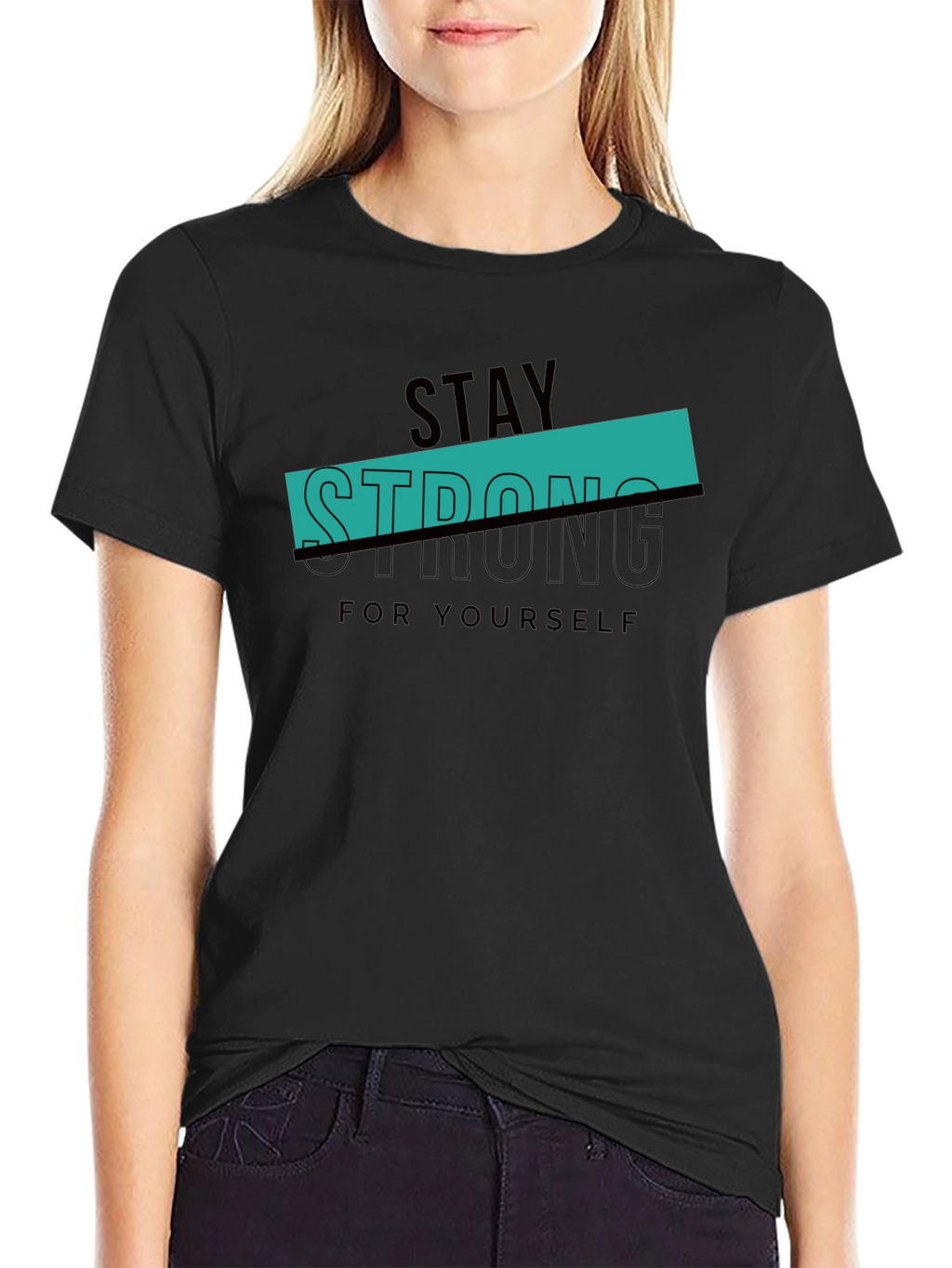 Stay Strong Graphic Tee - Black Casual T-Shirt