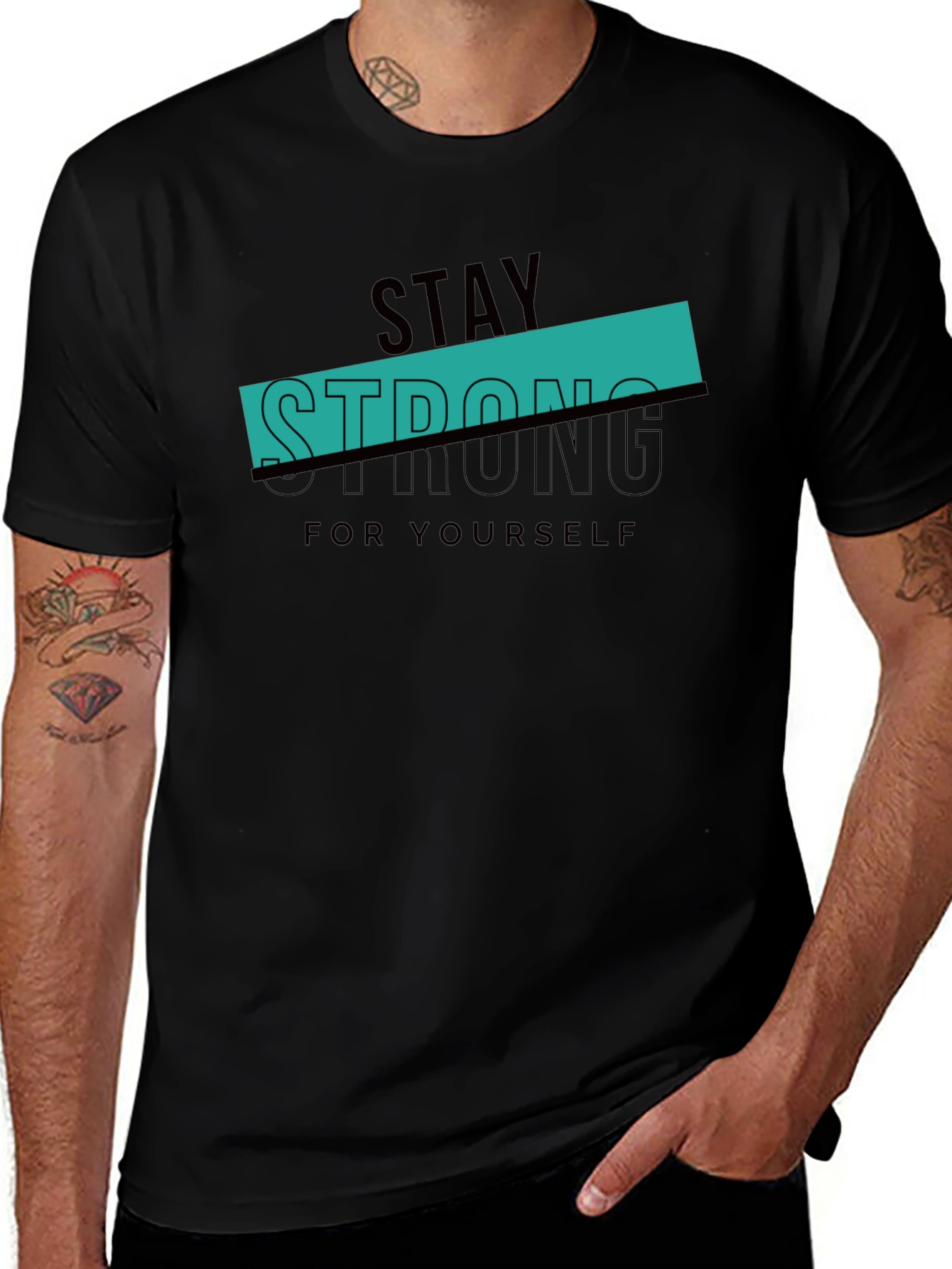 Stay Strong Graphic Tee - Black Casual T-Shirt