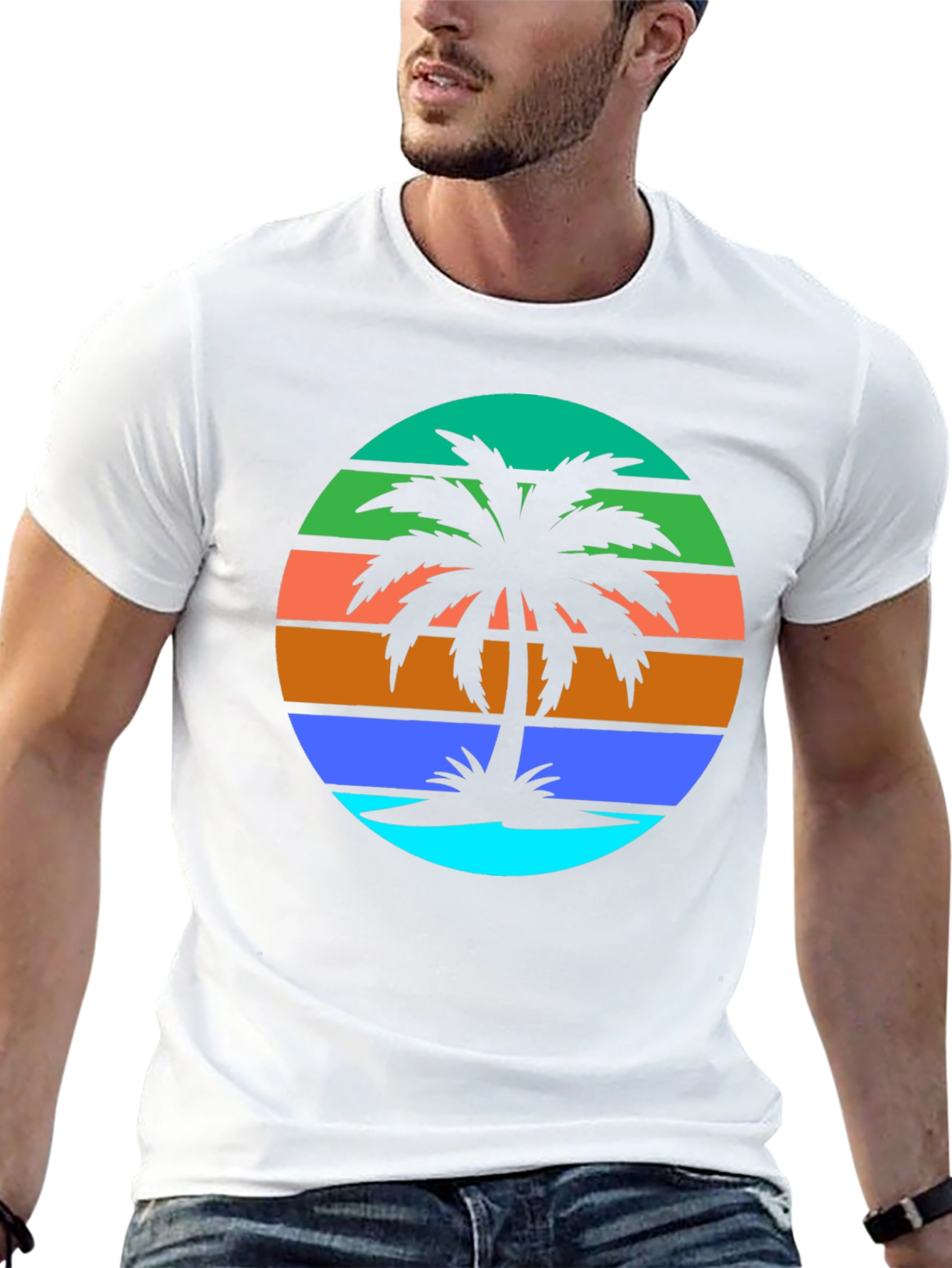 Retro Palm Tree Graphic Tee - Summer Vibes