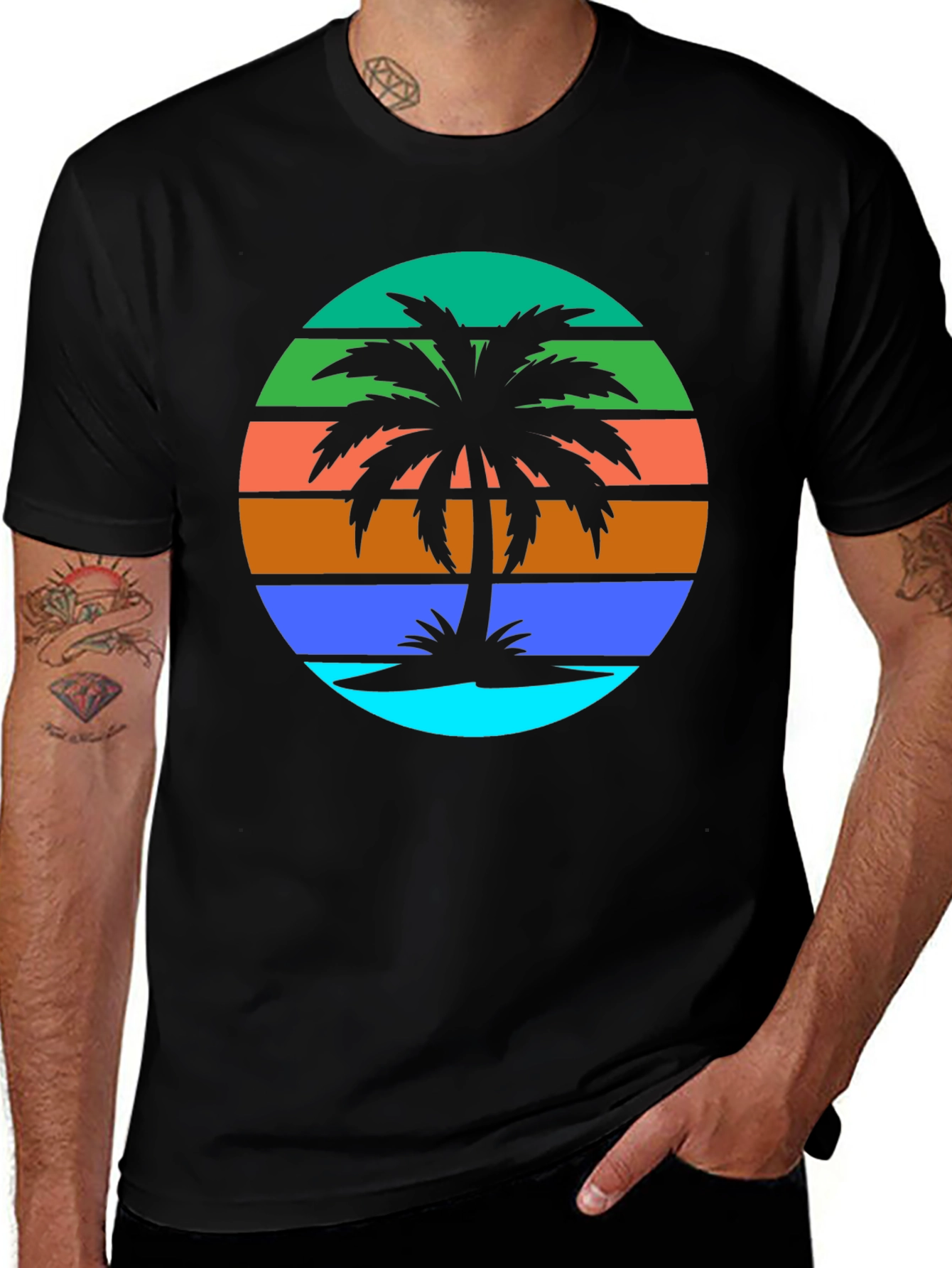 Retro Palm Tree Graphic Tee - Summer Vibes