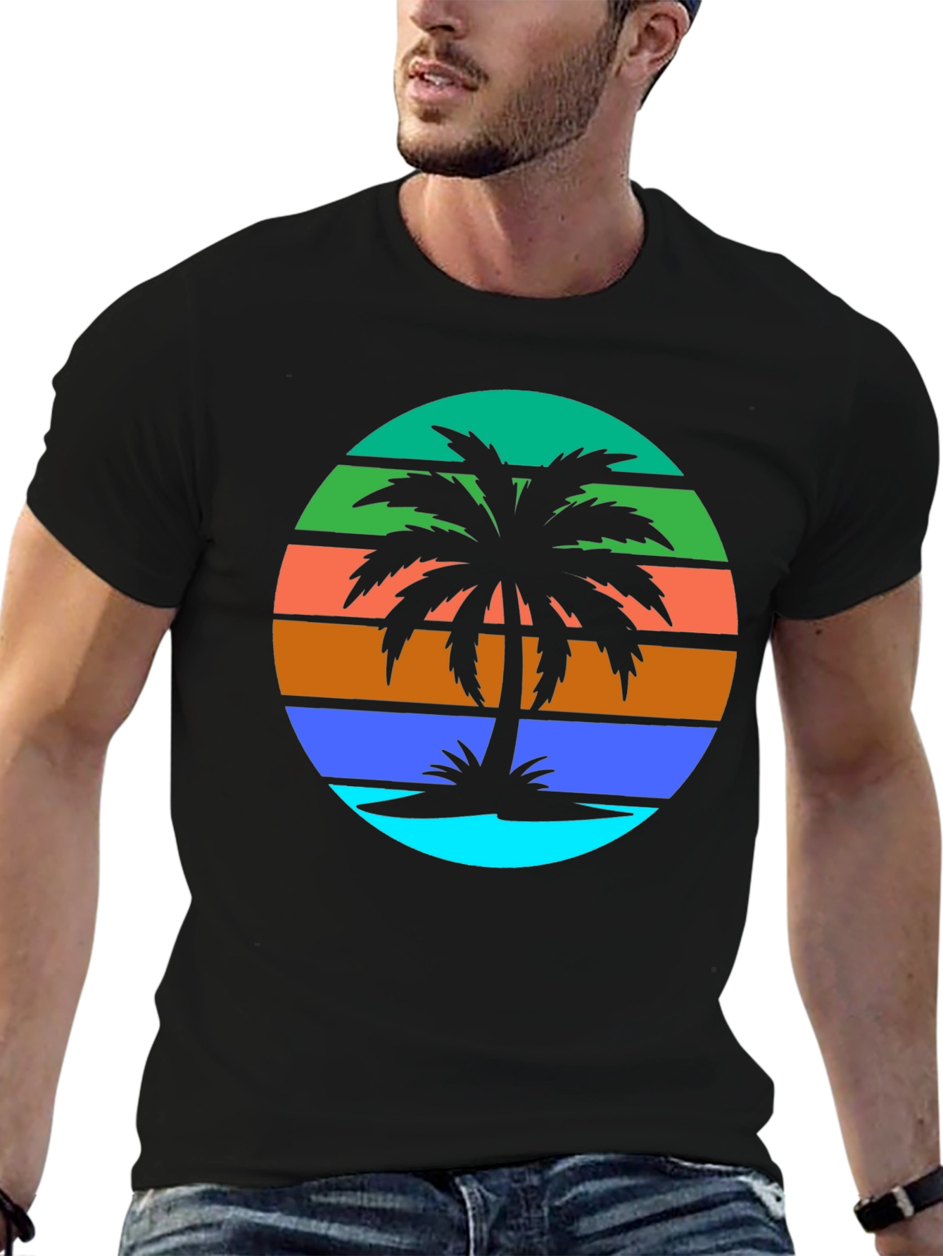 Retro Palm Tree Graphic Tee - Summer Vibes