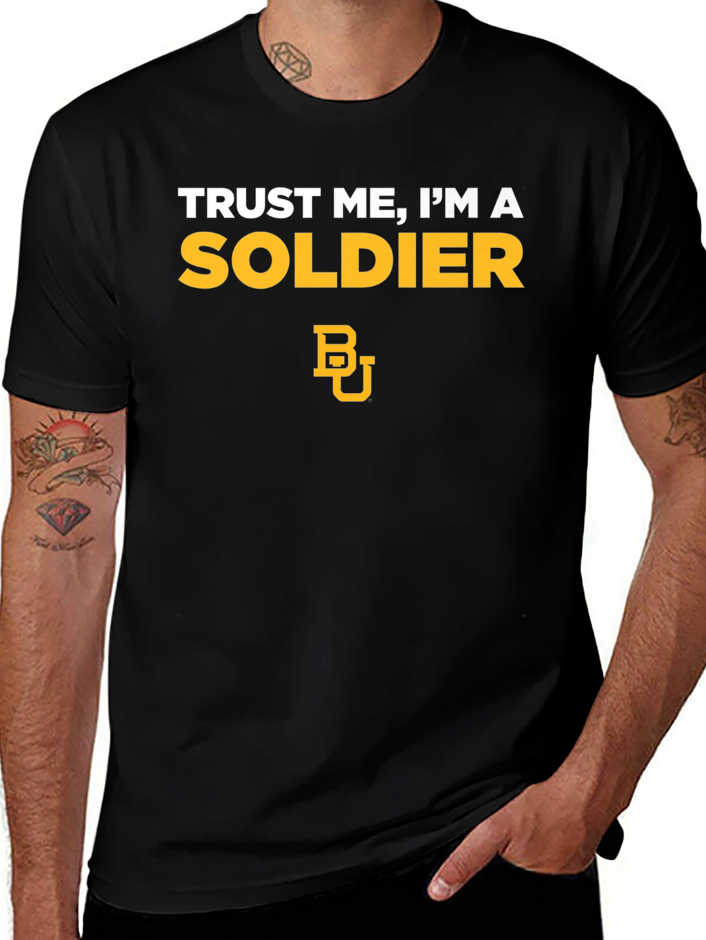 Trust Me Im A Soldier Black Graphic Tee