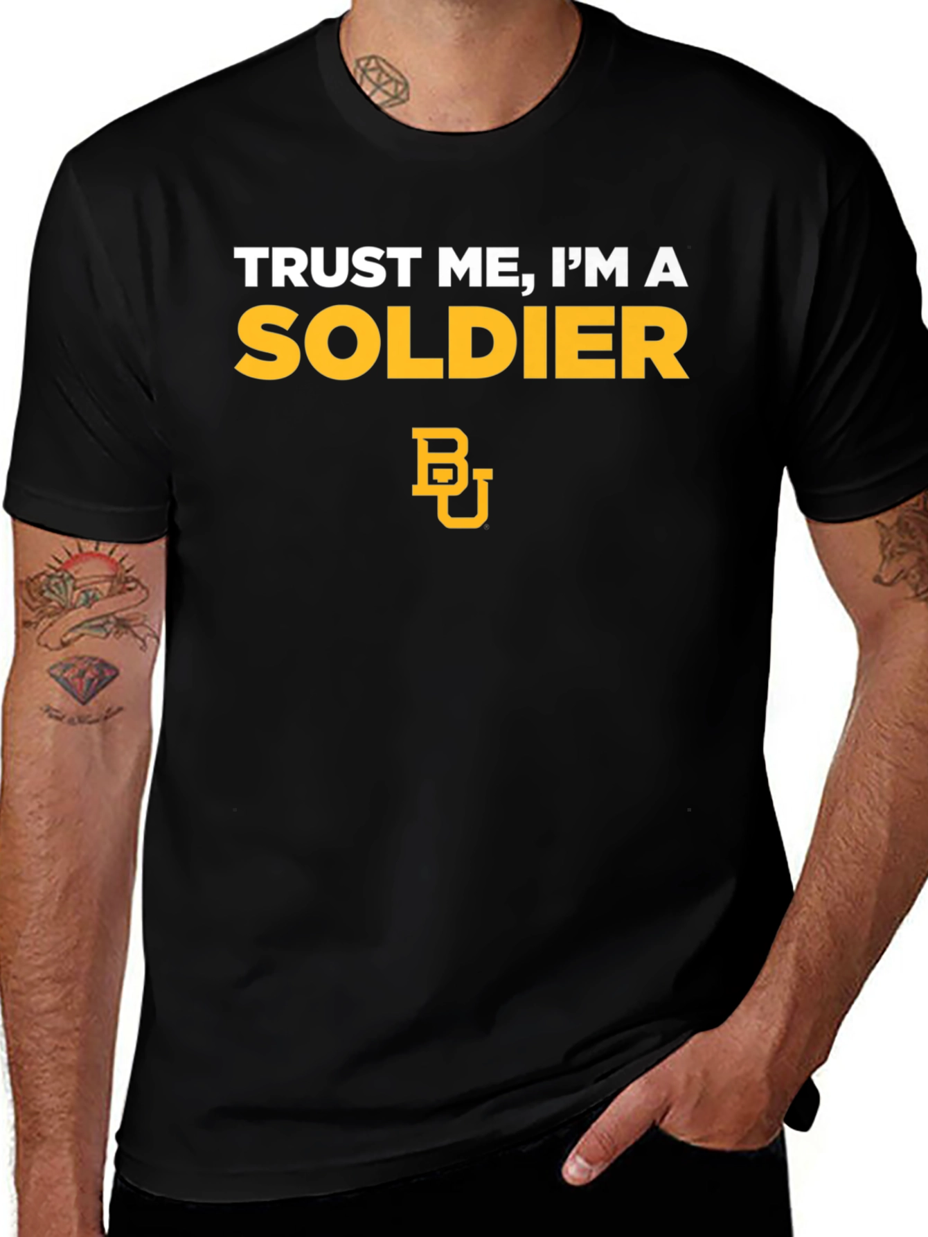 Trust Me Im A Soldier Black Graphic Tee