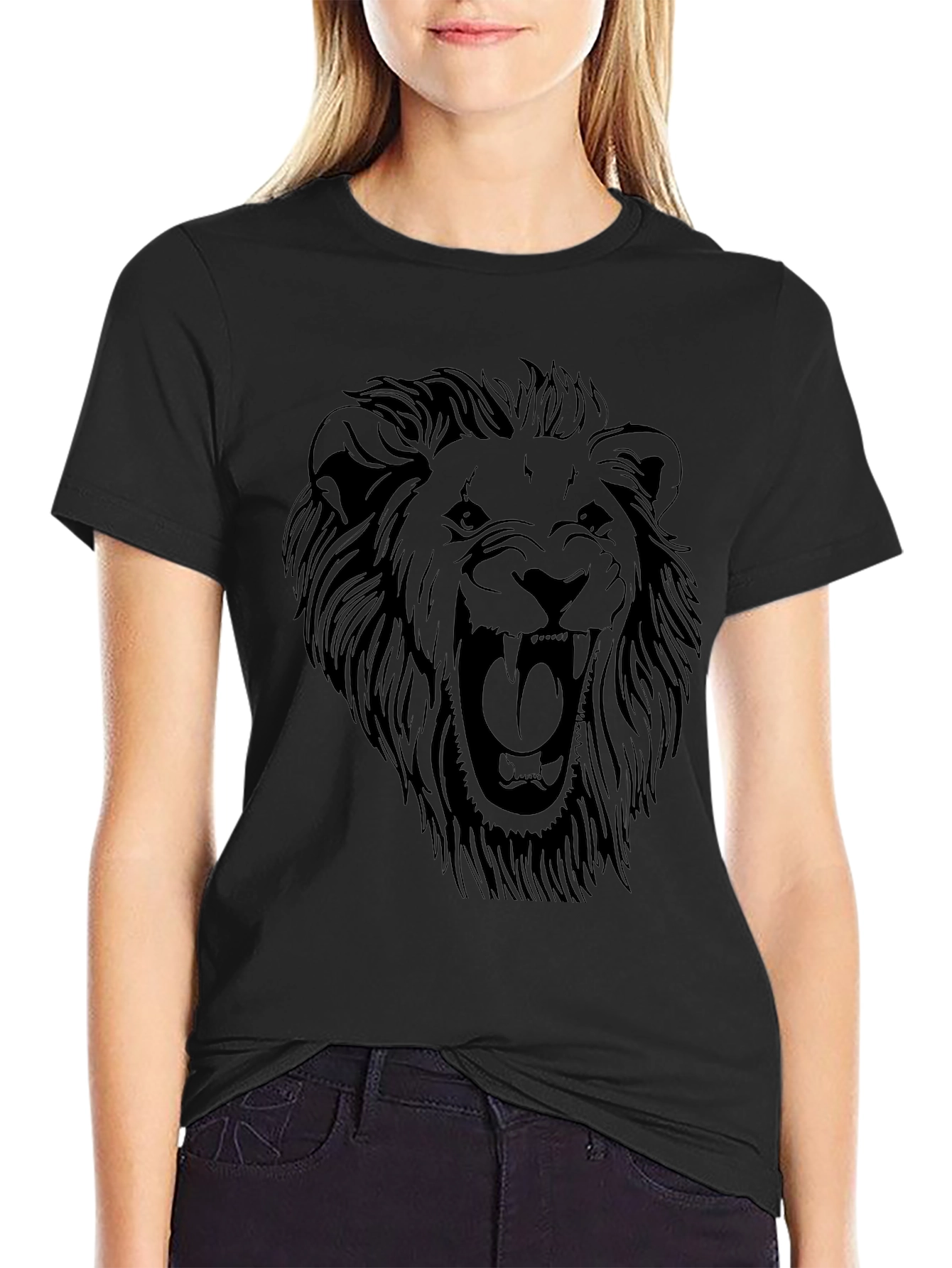 Mens Lion Graphic Black T-Shirt