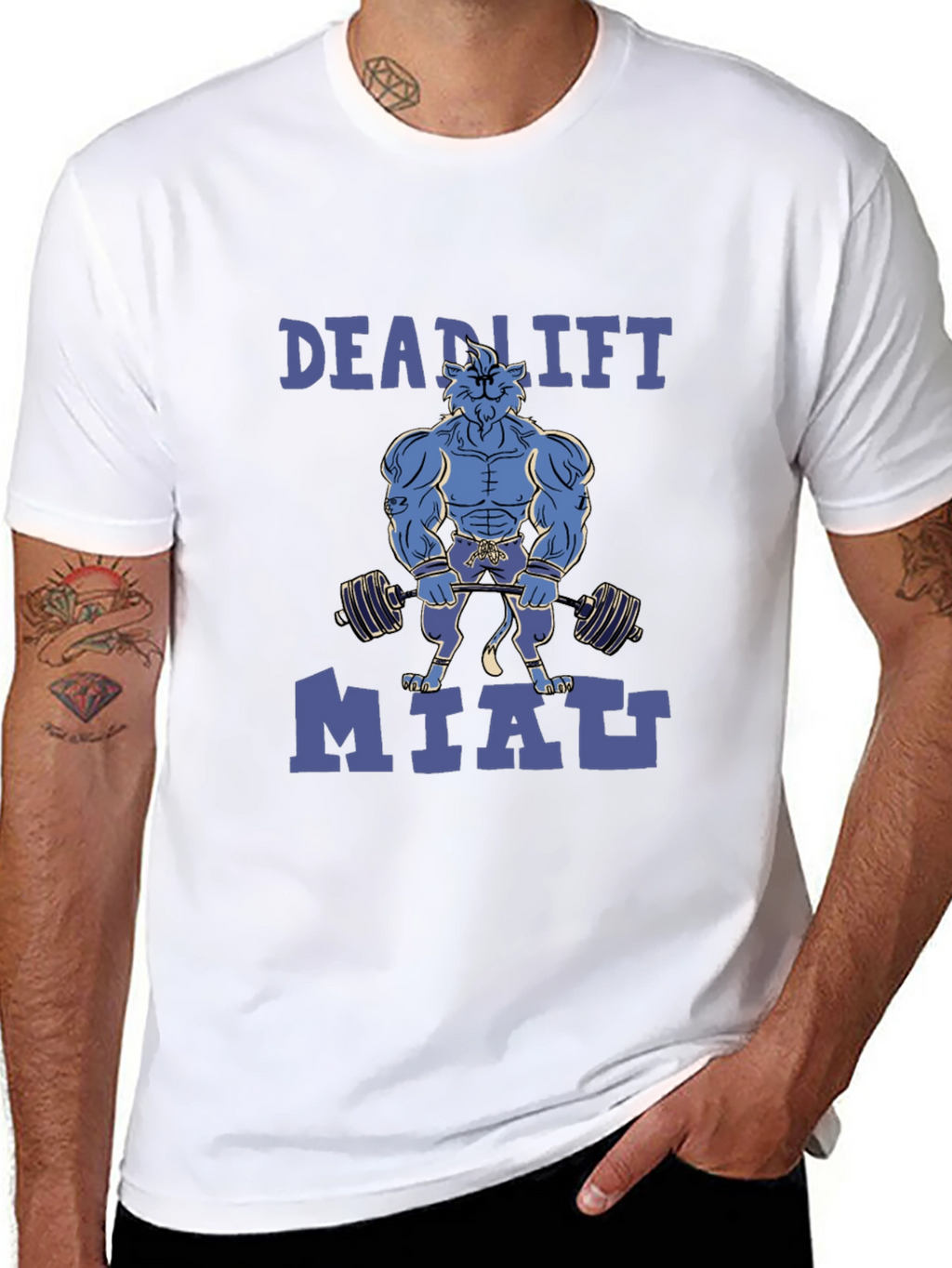 Deadlift Miatt Black T-Shirt - Gym Cat Design