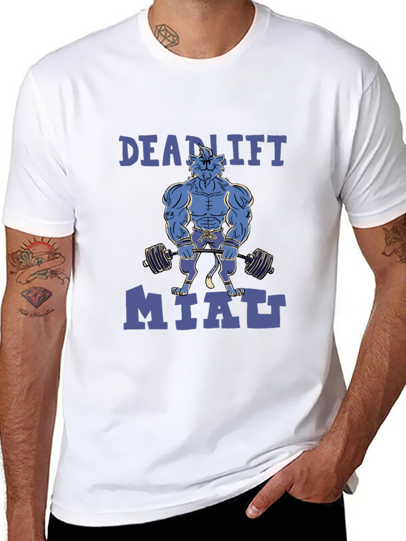 Deadlift Miatt Black T-Shirt - Gym Cat Design
