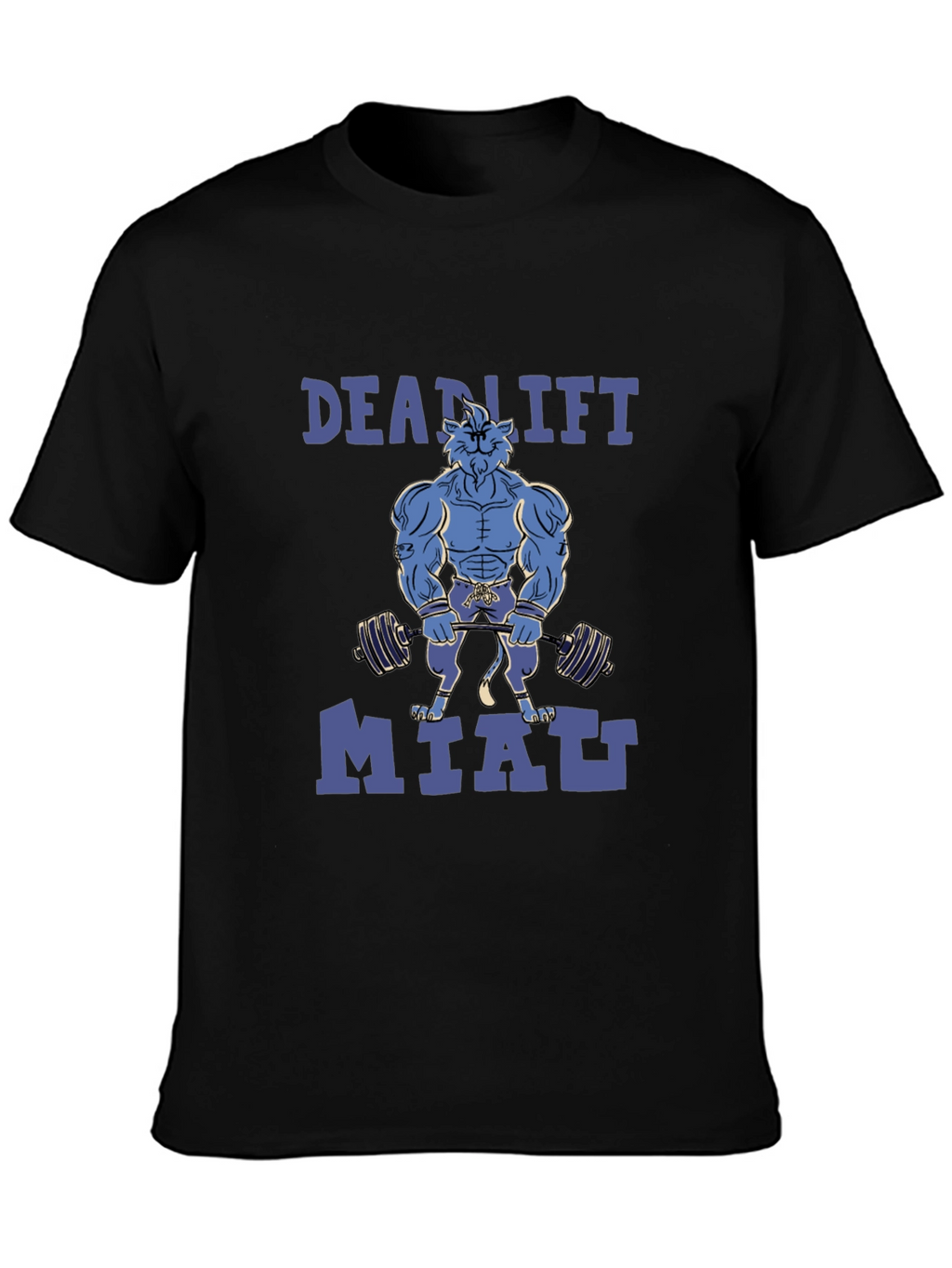 Deadlift Miatt Black T-Shirt - Gym Cat Design