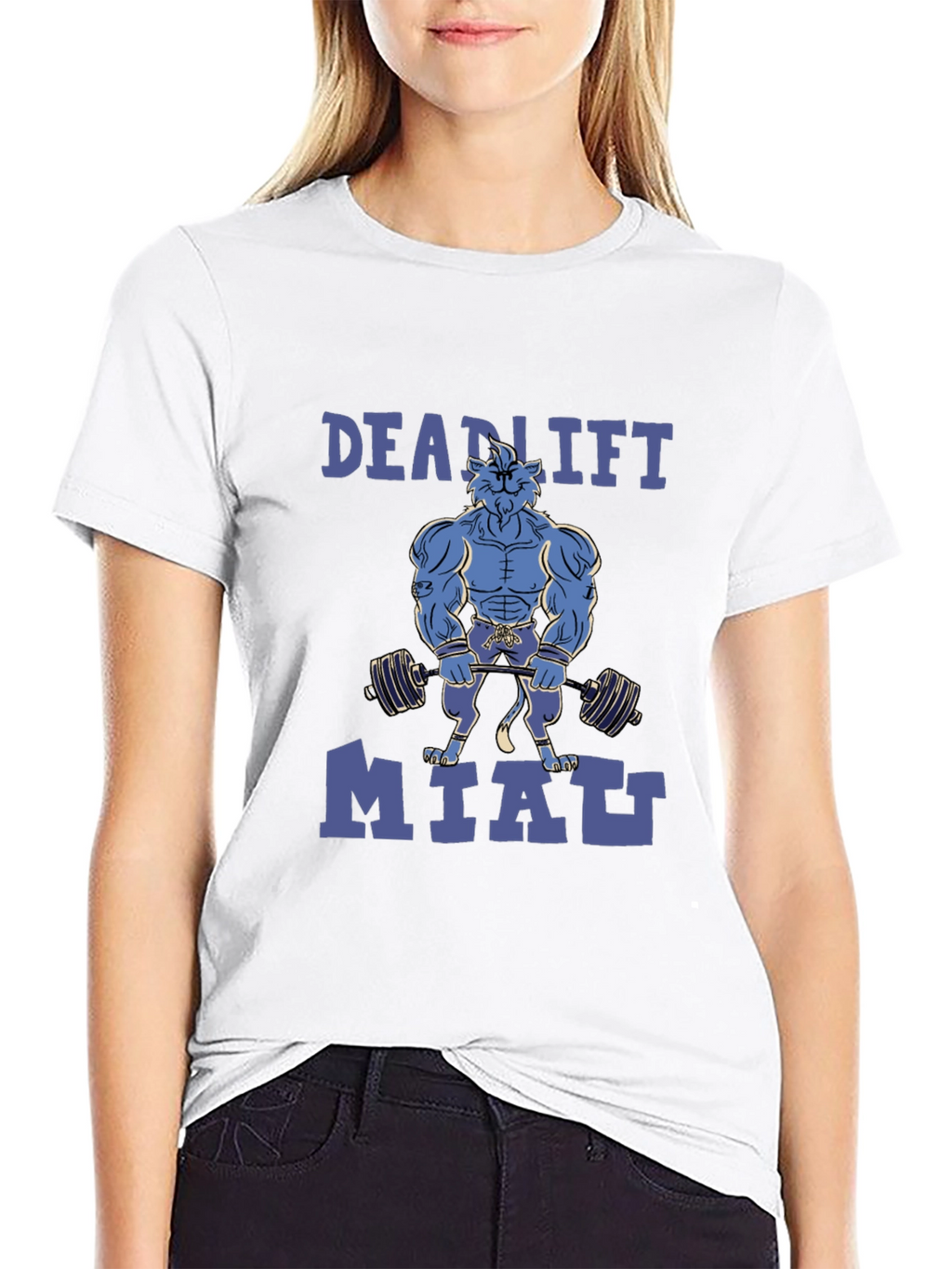 Deadlift Miatt Black T-Shirt - Gym Cat Design