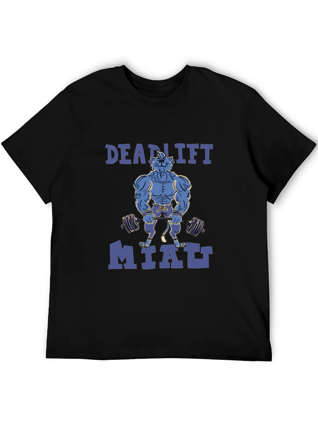 Deadlift Miatt Black T-Shirt - Gym Cat Design