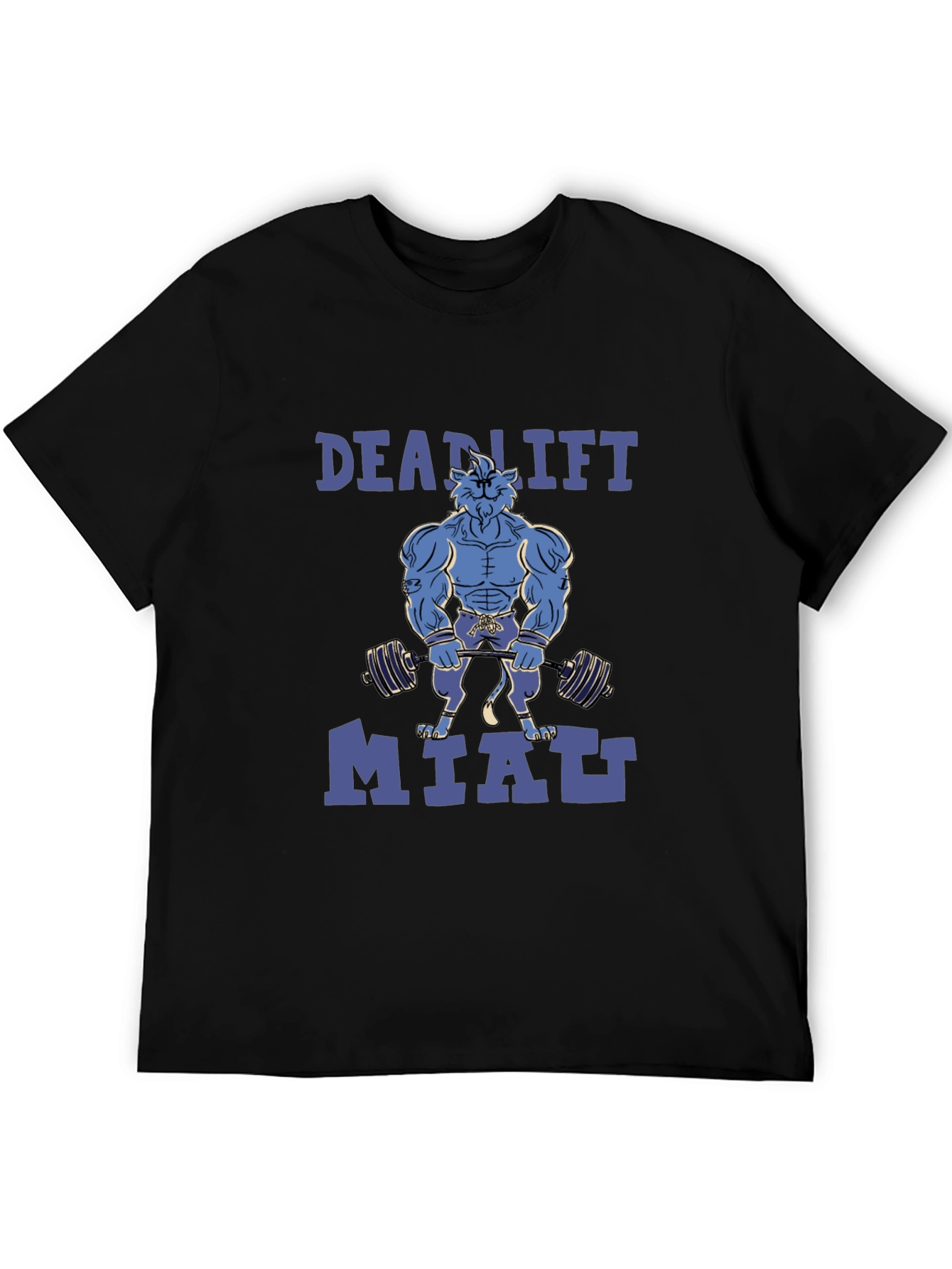 Deadlift Miatt Black T-Shirt - Gym Cat Design