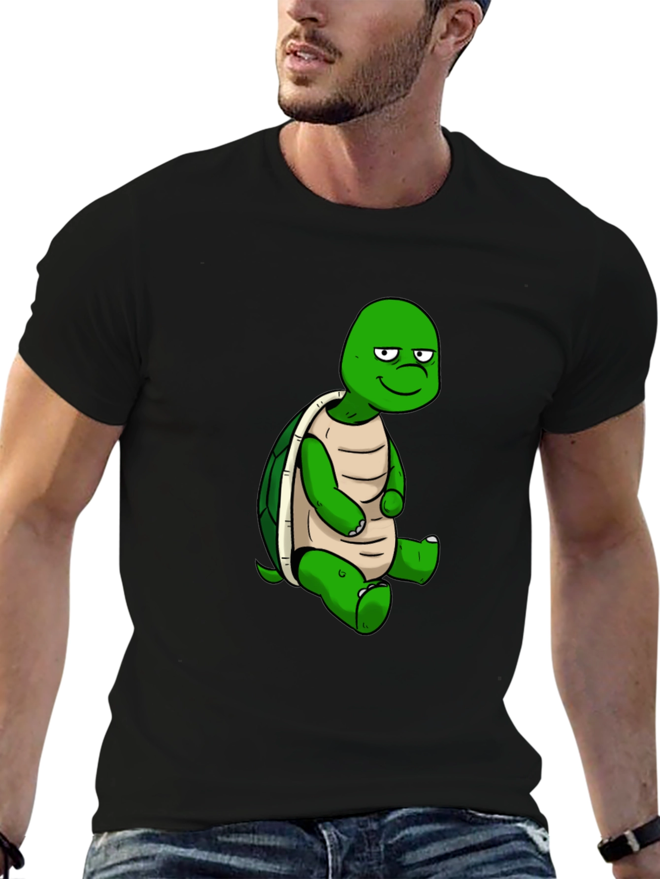 Cartoon Turtle Graphic T-Shirt - Black