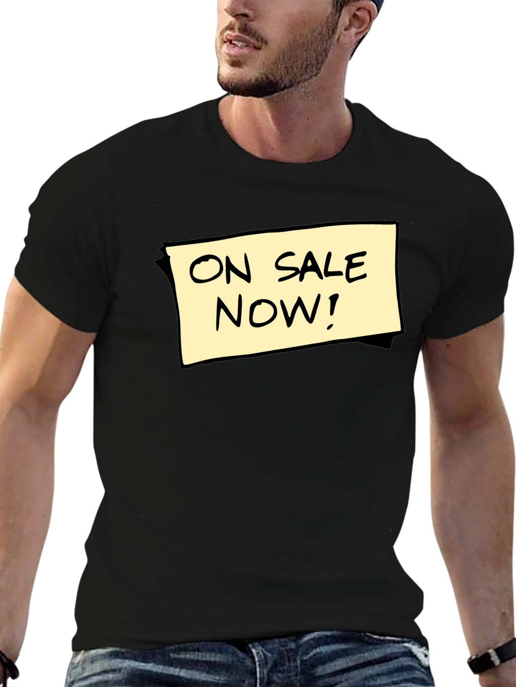 On Sale Now! Graphic Tee - Black Cotton T-Shirt