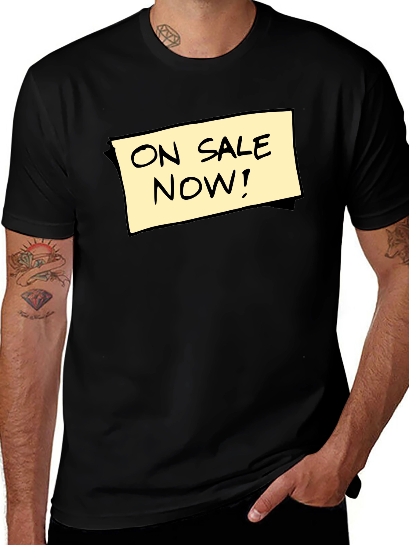 On Sale Now! Graphic Tee - Black Cotton T-Shirt