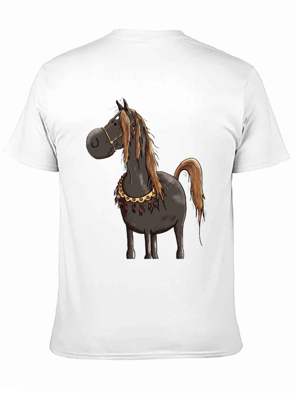 Cartoon Horse Graphic Tee - Black