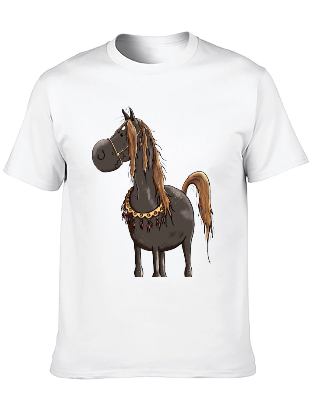 Cartoon Horse Graphic Tee - Black
