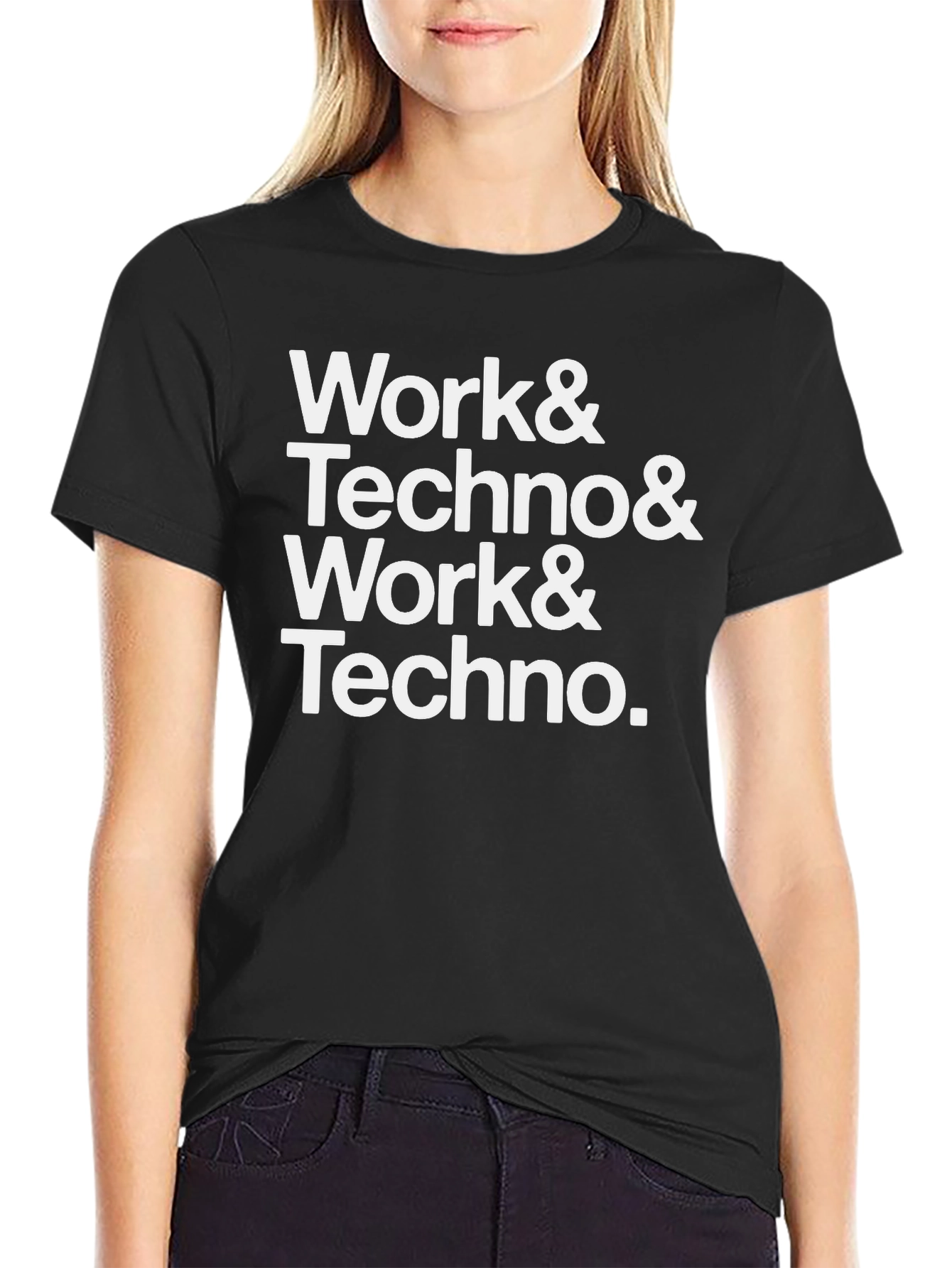 Work & Techno Graphic Print Crew Neck T-Shirt