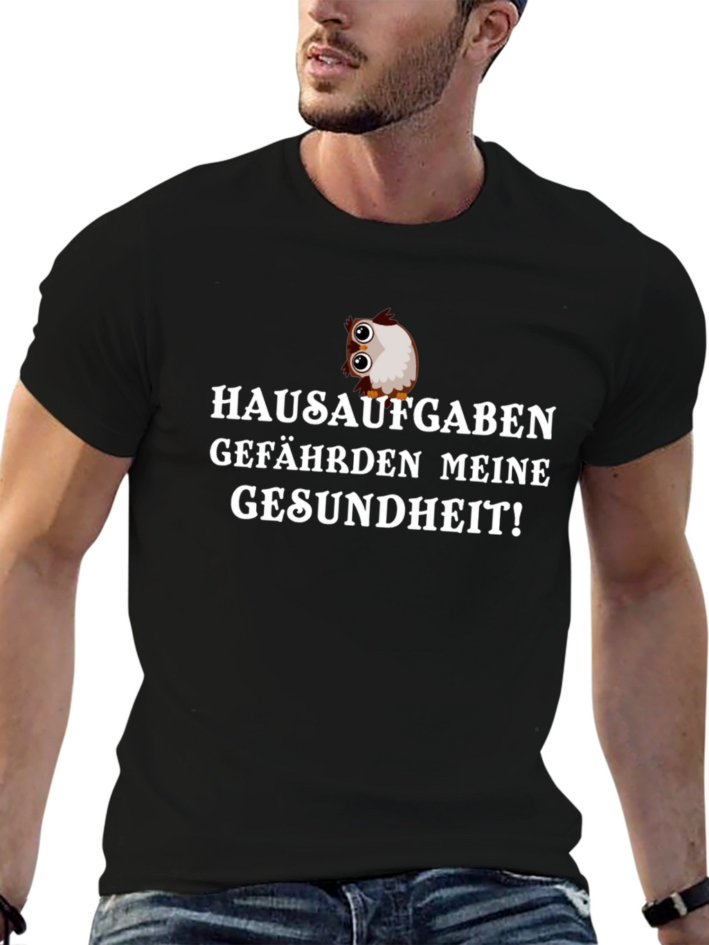 Hausaufgaben T-Shirt: Funny German Homework Owl Tee