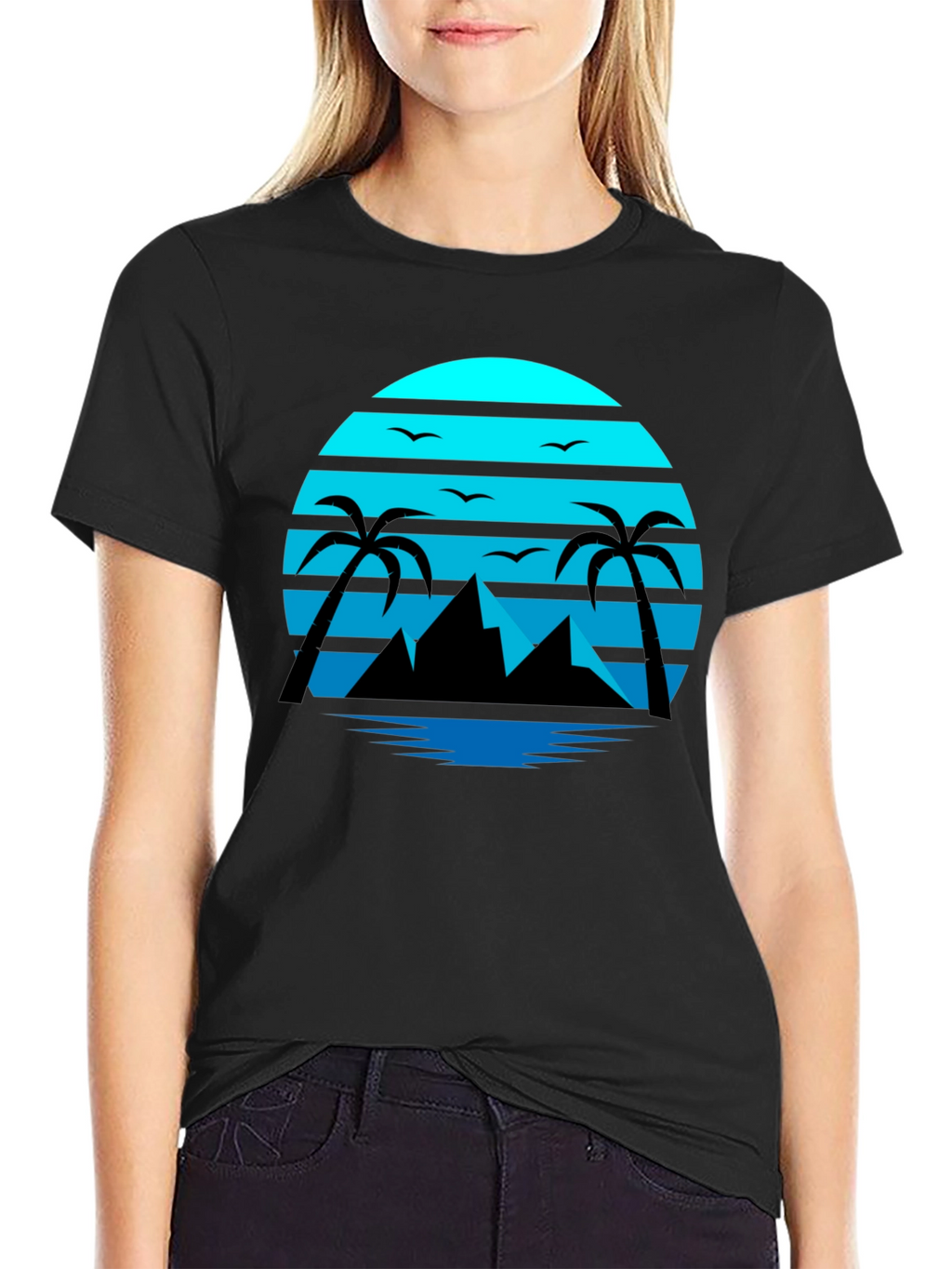 Retro Sunset Beach T-Shirt Palm Tree Graphic Tee