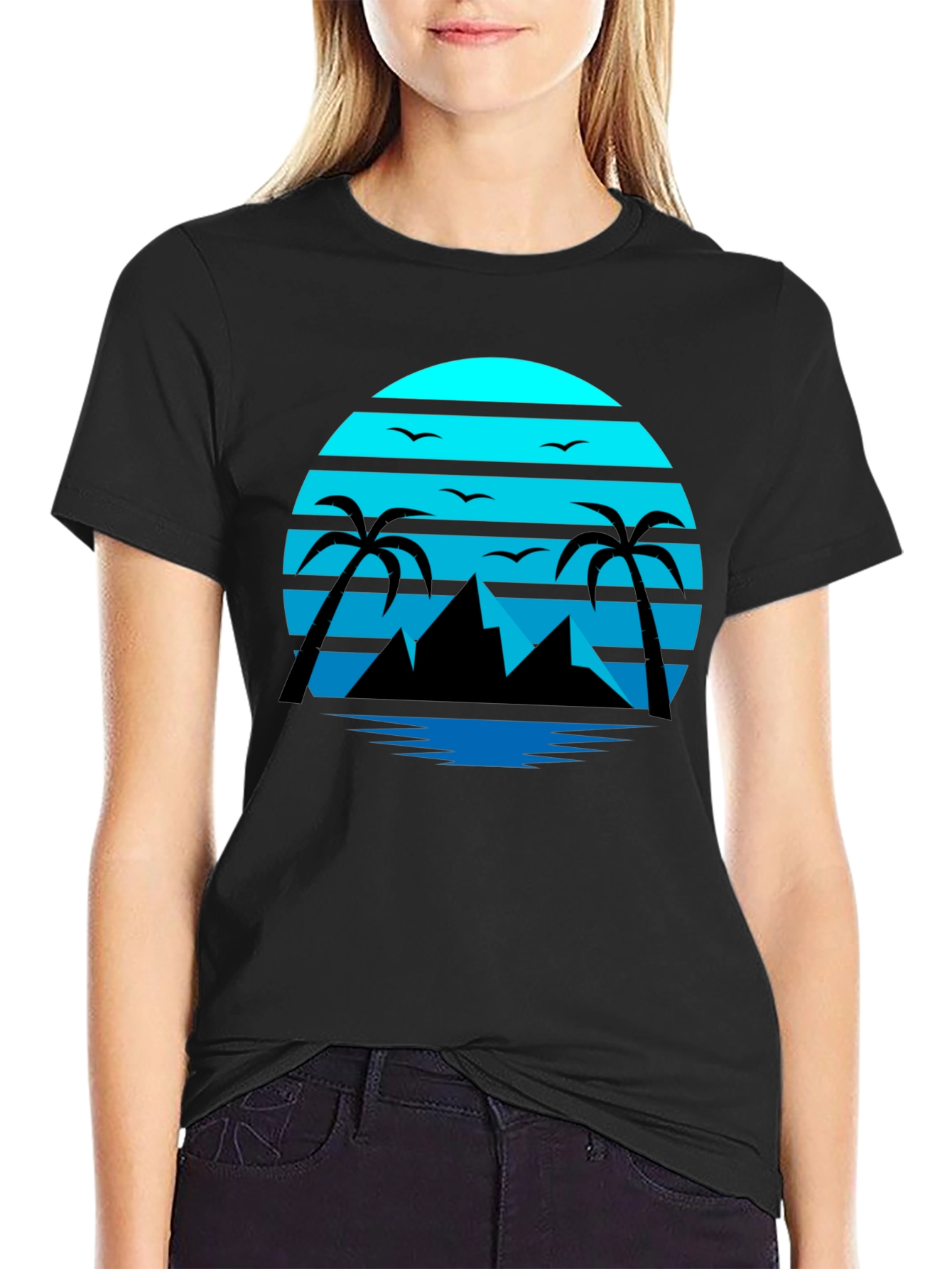 Retro Sunset Beach T-Shirt Palm Tree Graphic Tee