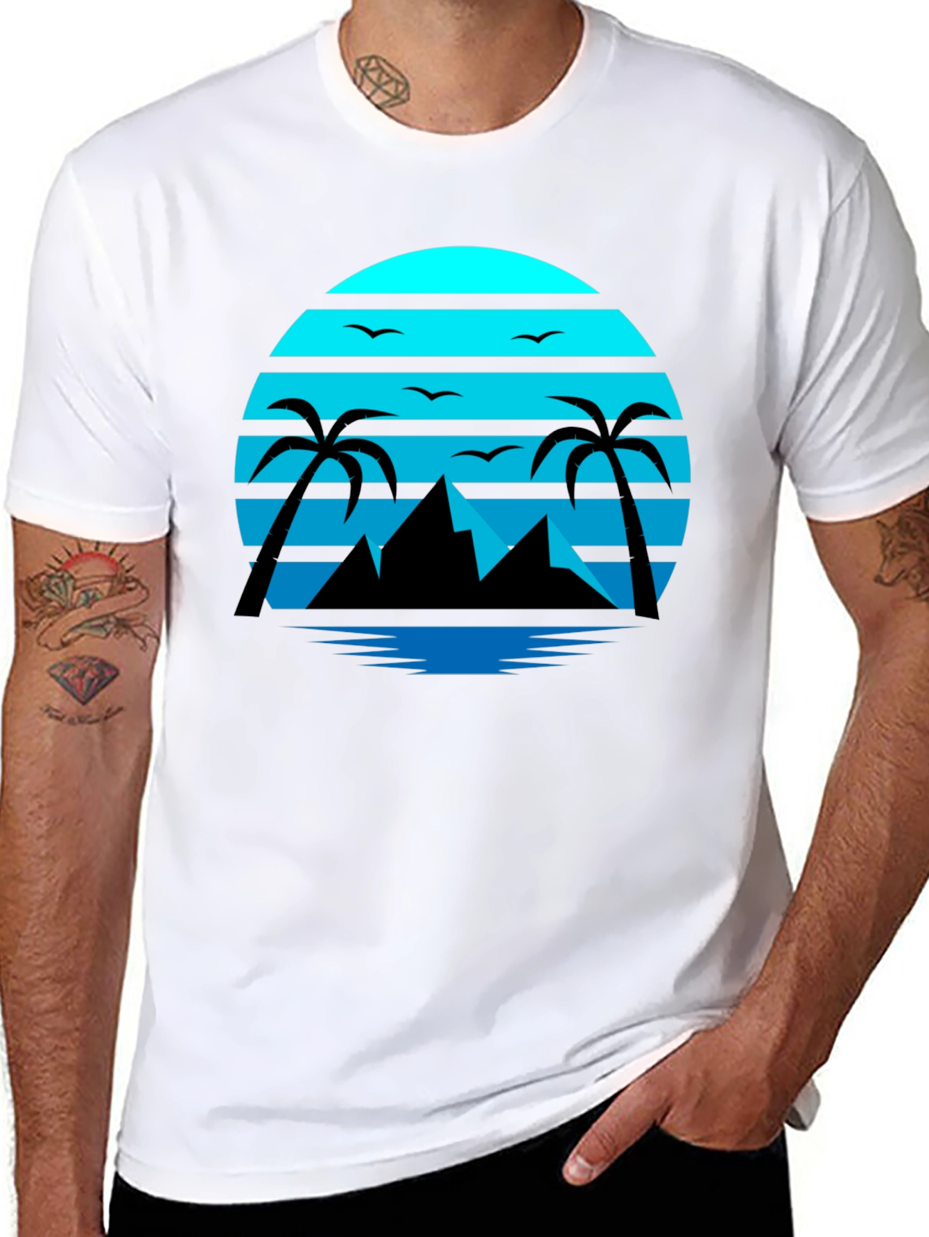 Retro Sunset Beach T-Shirt Palm Tree Graphic Tee