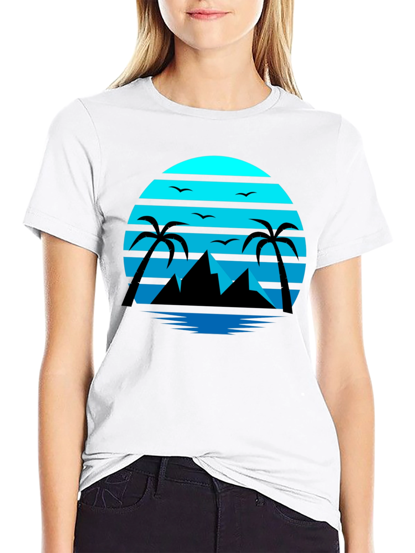 Retro Sunset Beach T-Shirt Palm Tree Graphic Tee