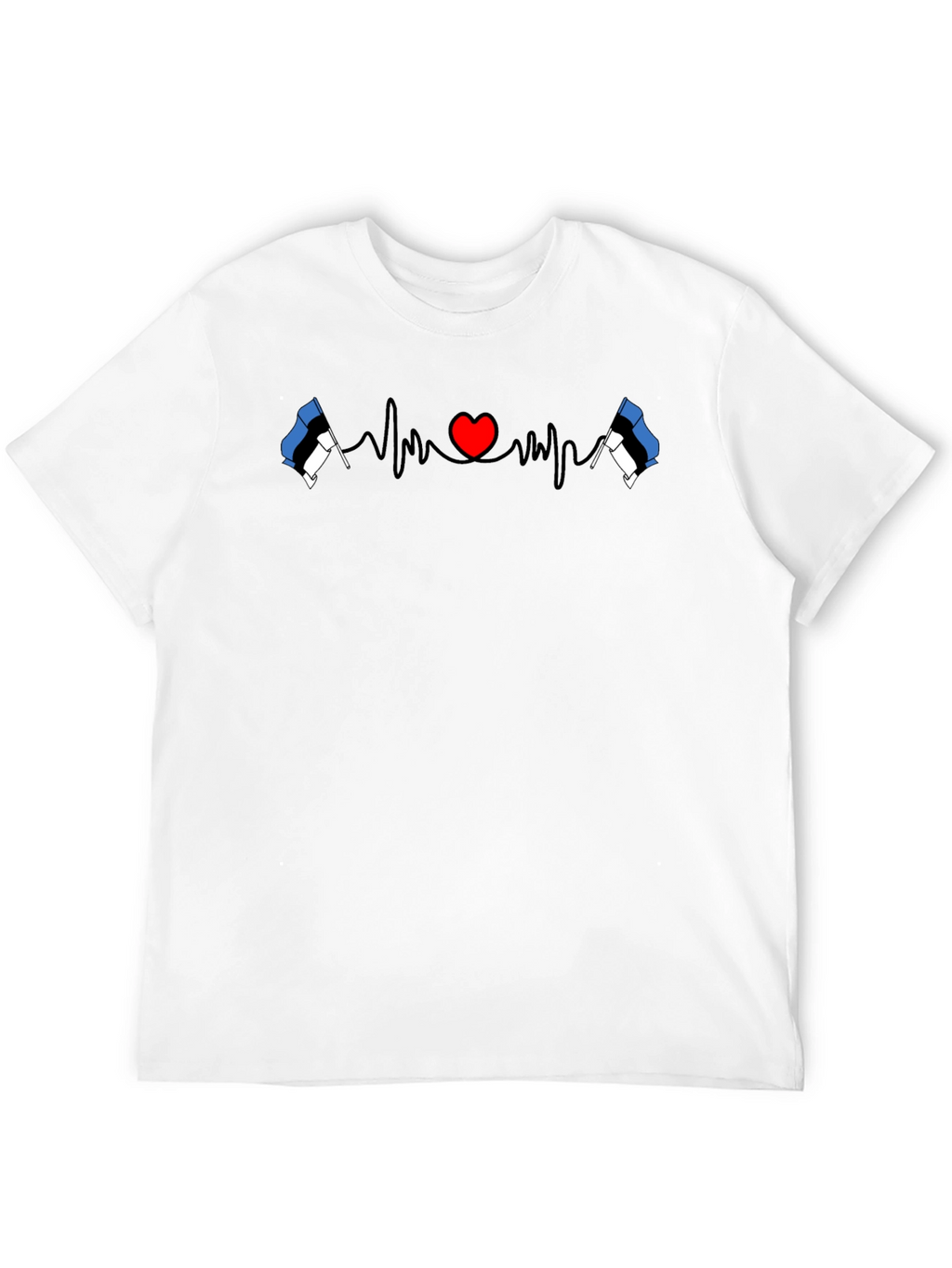 Estonia Flag Heartbeat Graphic Tee - Love Estonia Shirt