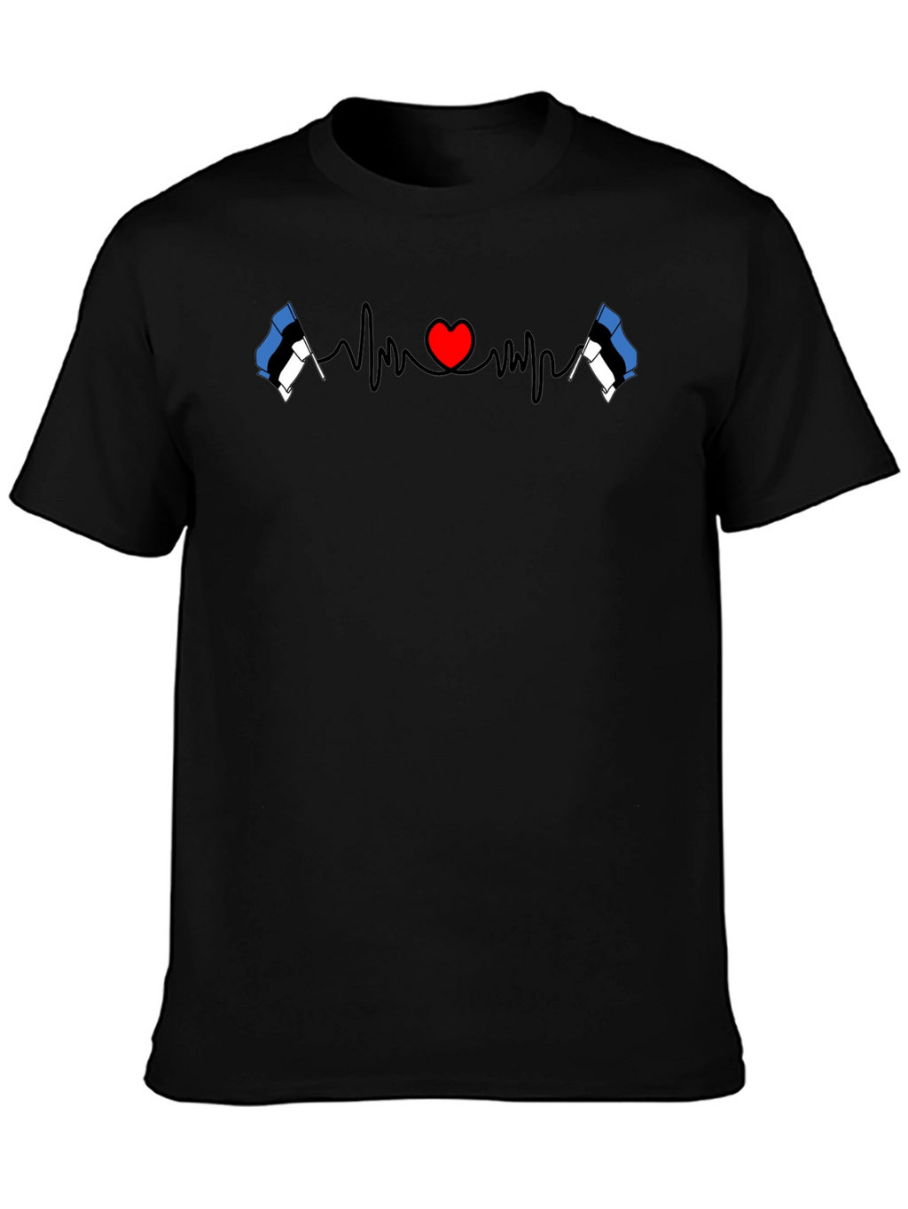 Estonia Flag Heartbeat Graphic Tee - Love Estonia Shirt