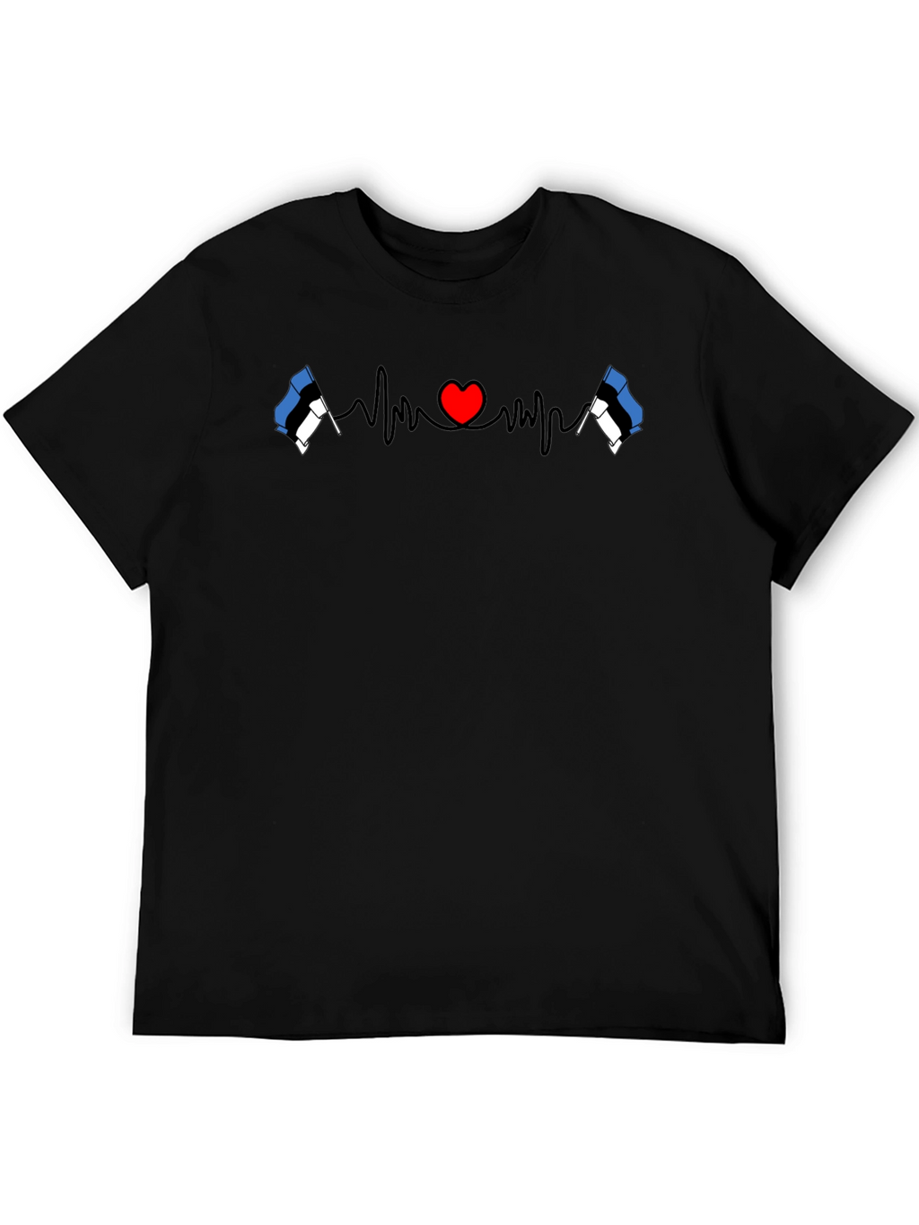 Estonia Flag Heartbeat Graphic Tee - Love Estonia Shirt