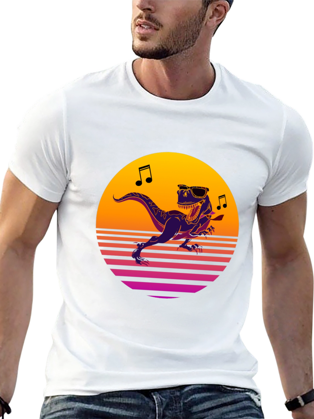 Retro Dino T-Shirt - Dancing T-Rex Graphic Tee