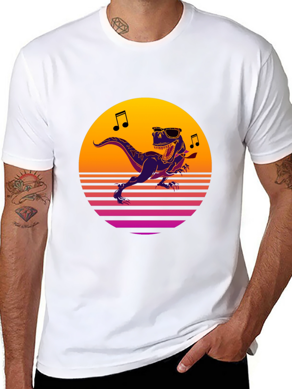 Retro Dino T-Shirt - Dancing T-Rex Graphic Tee