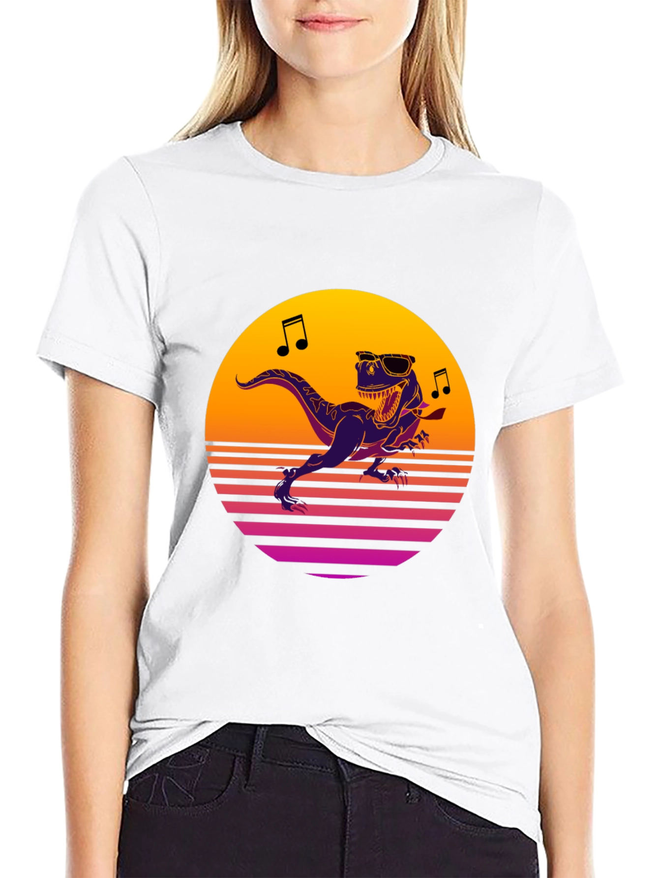 Retro Dino T-Shirt - Dancing T-Rex Graphic Tee