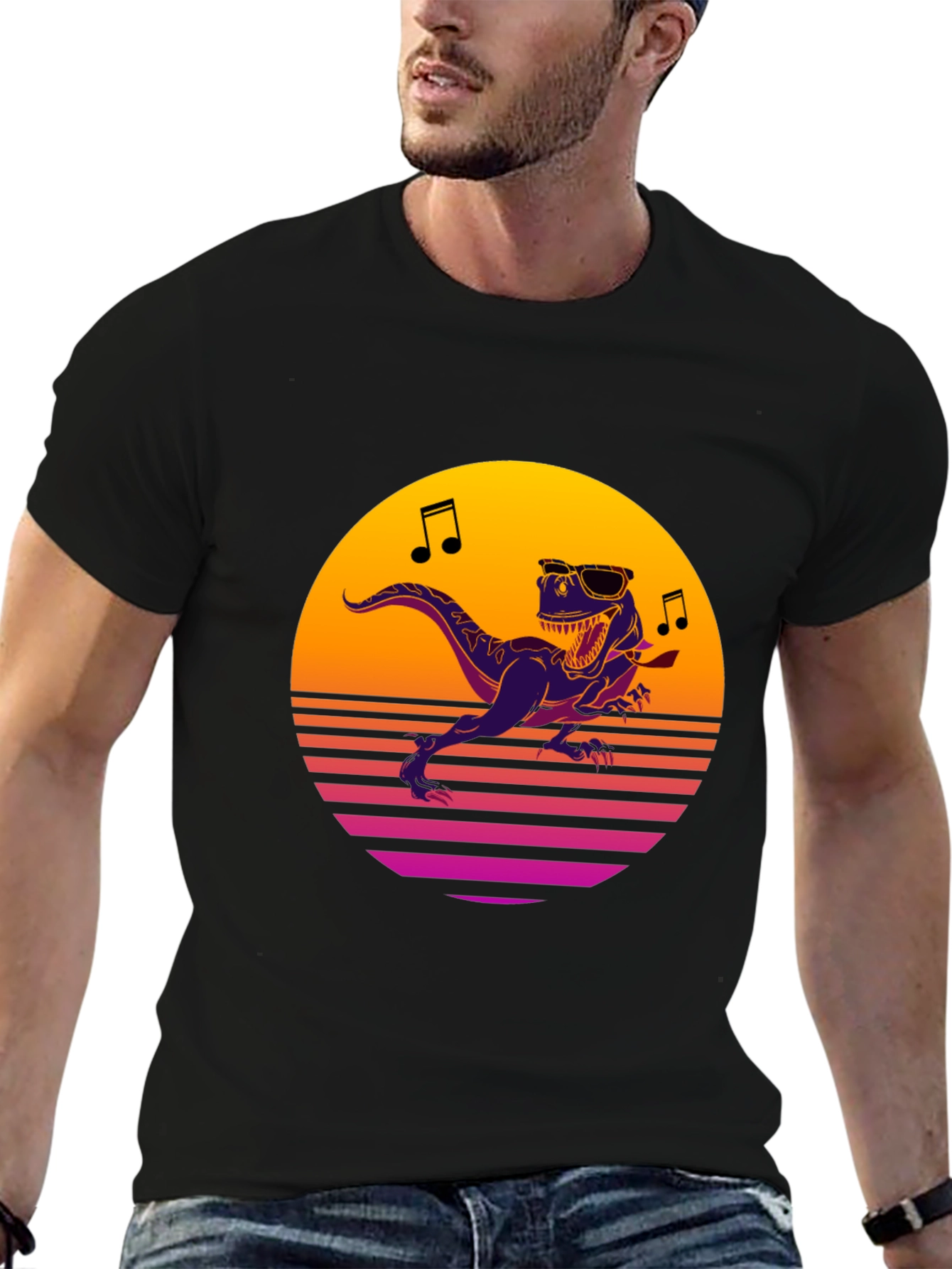Retro Dino T-Shirt - Dancing T-Rex Graphic Tee