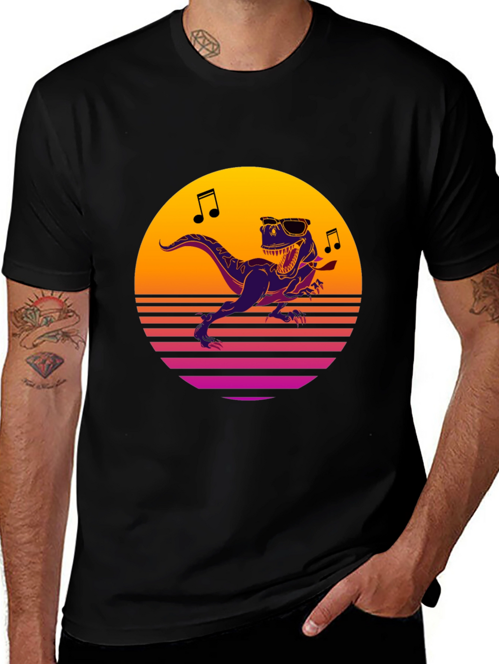 Retro Dino T-Shirt - Dancing T-Rex Graphic Tee