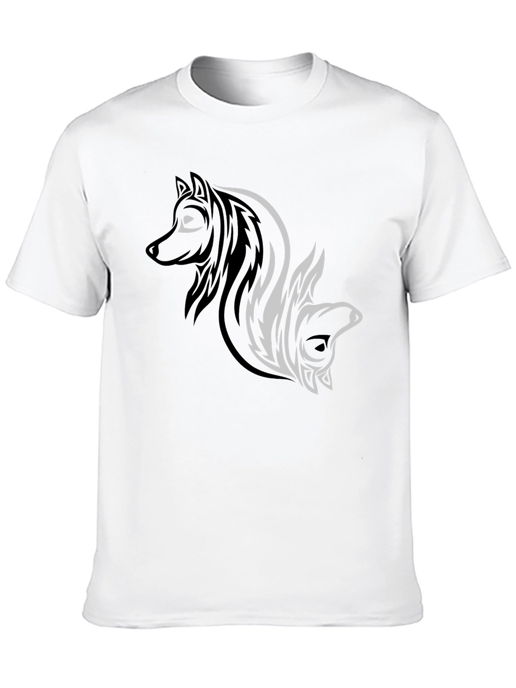 Yin Yang Wolf & Bear Black Graphic Tee