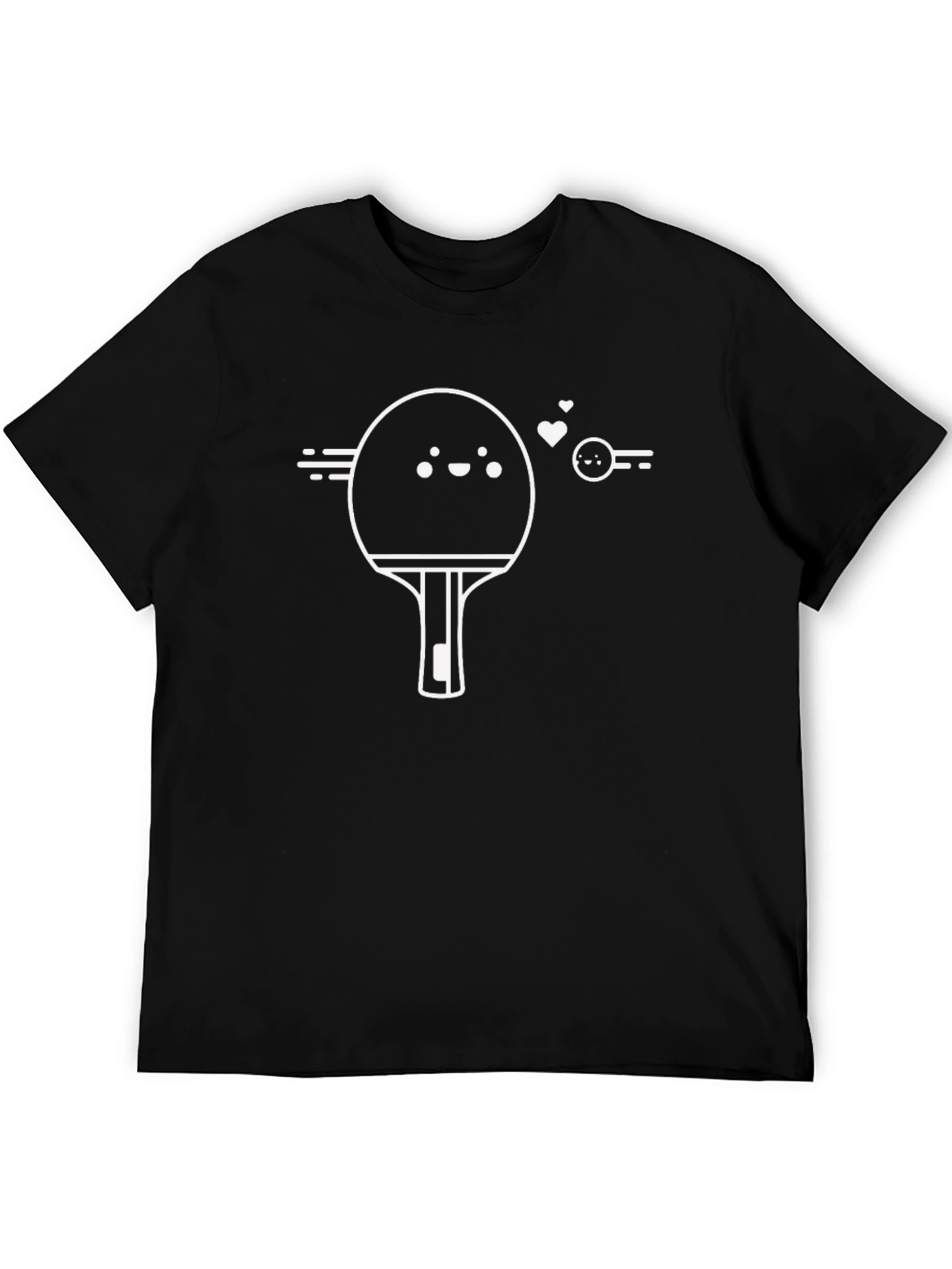 Cute Ping Pong Paddle Graphic Tee - Black