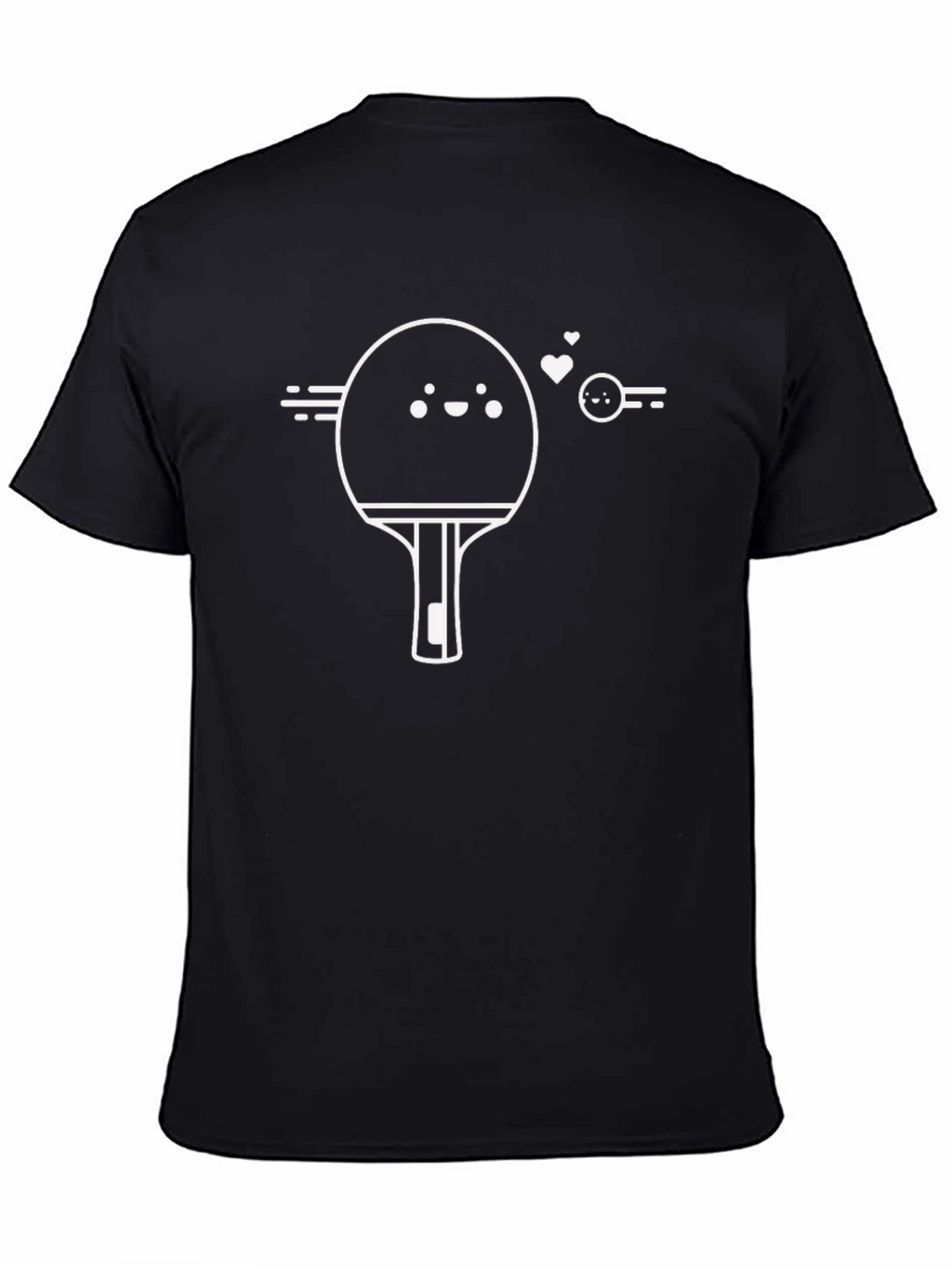 Cute Ping Pong Paddle Graphic Tee - Black