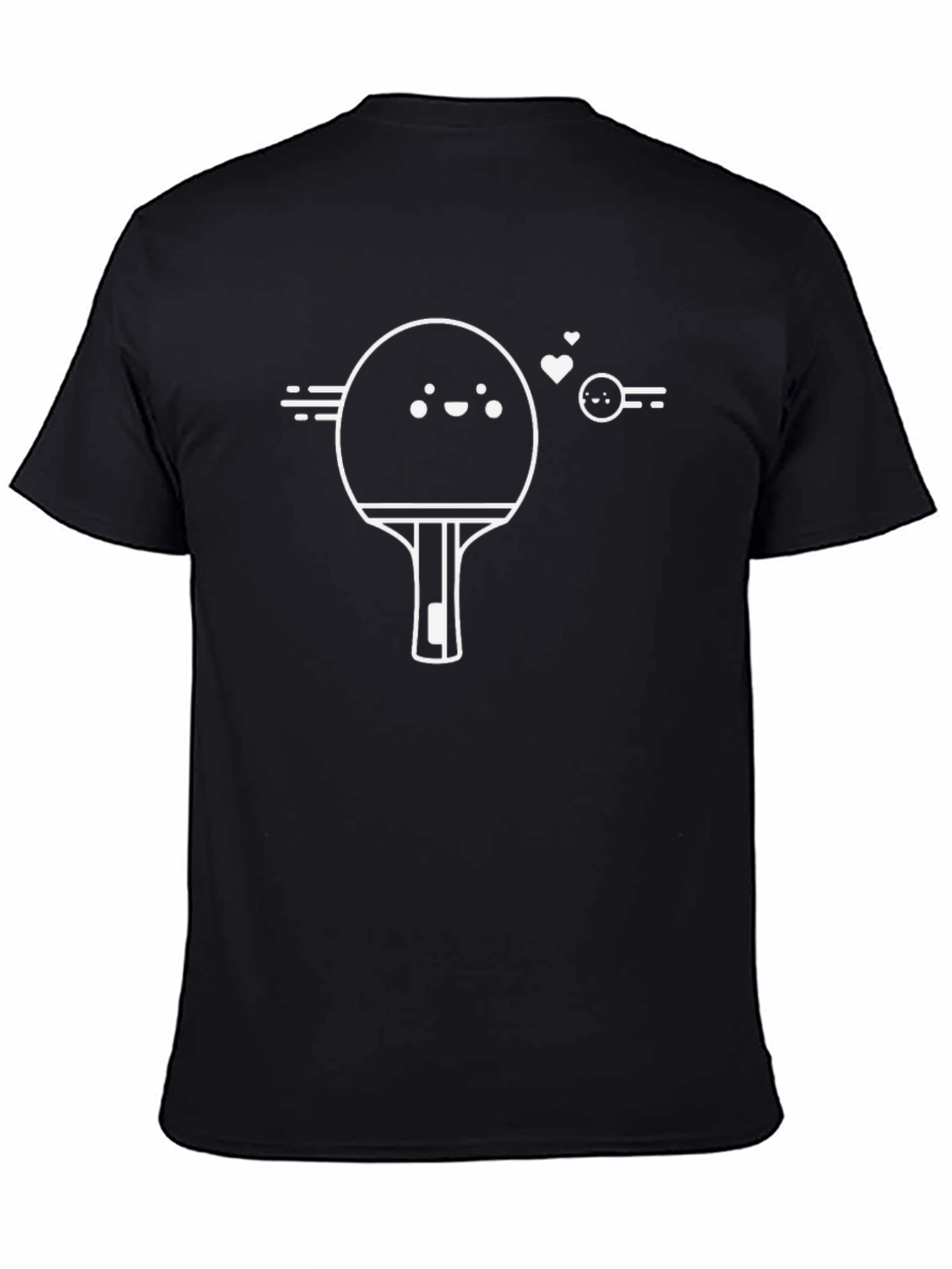 Cute Ping Pong Paddle Graphic Tee - Black