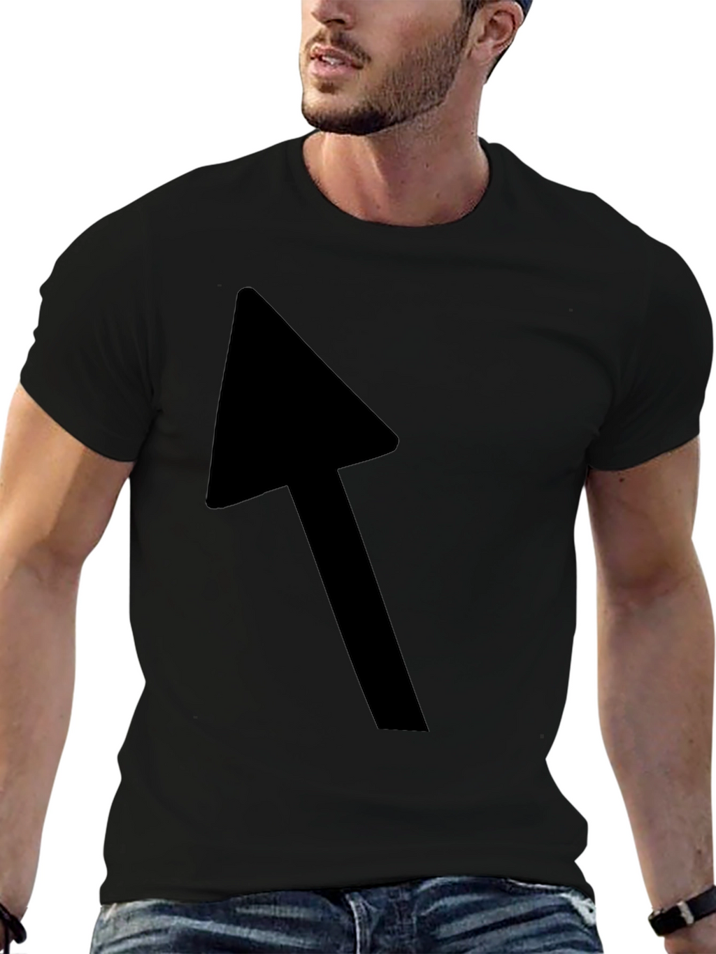 Black T-Shirt with Bold Arrow Graphic