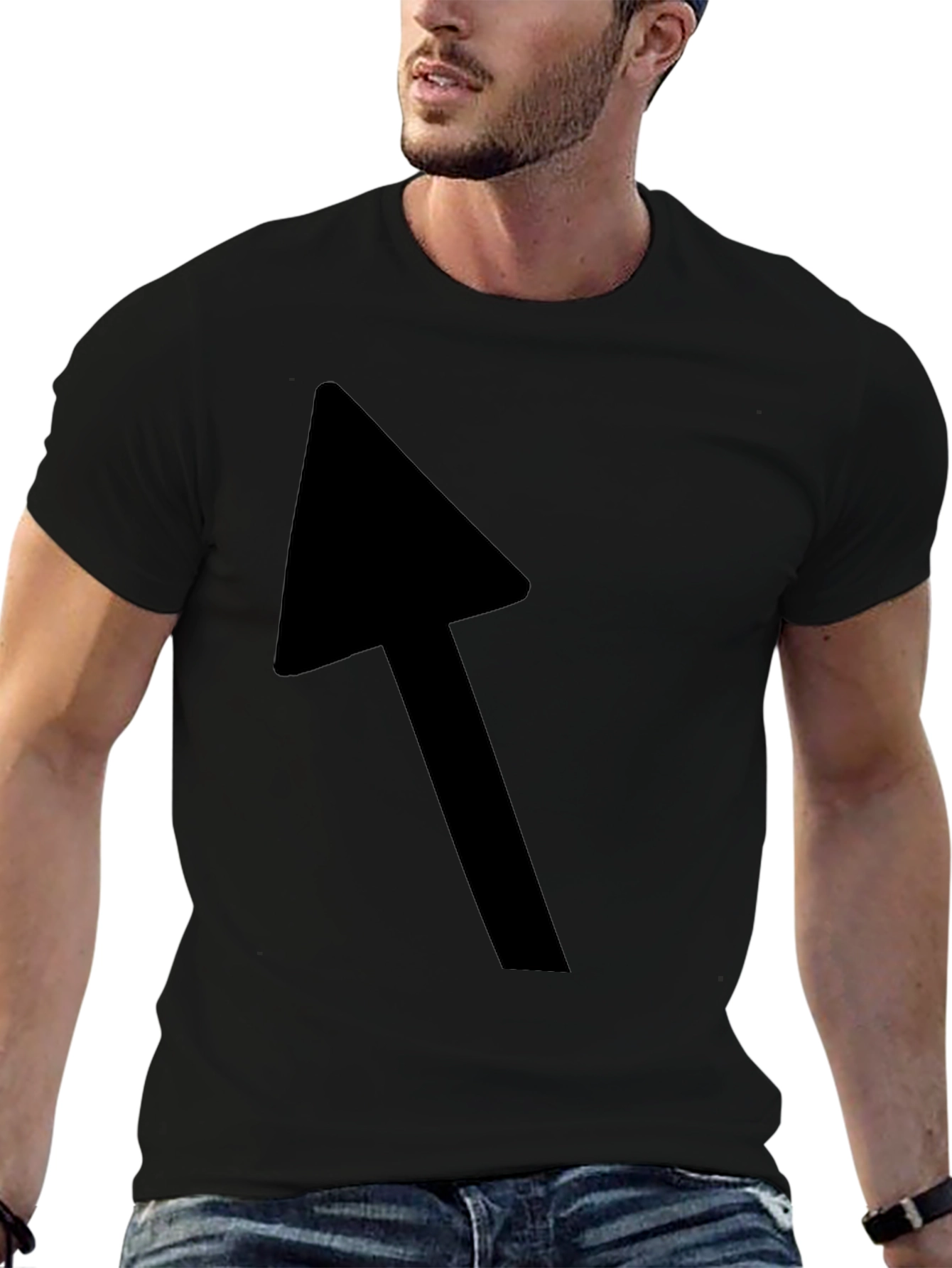 Black T-Shirt with Bold Arrow Graphic