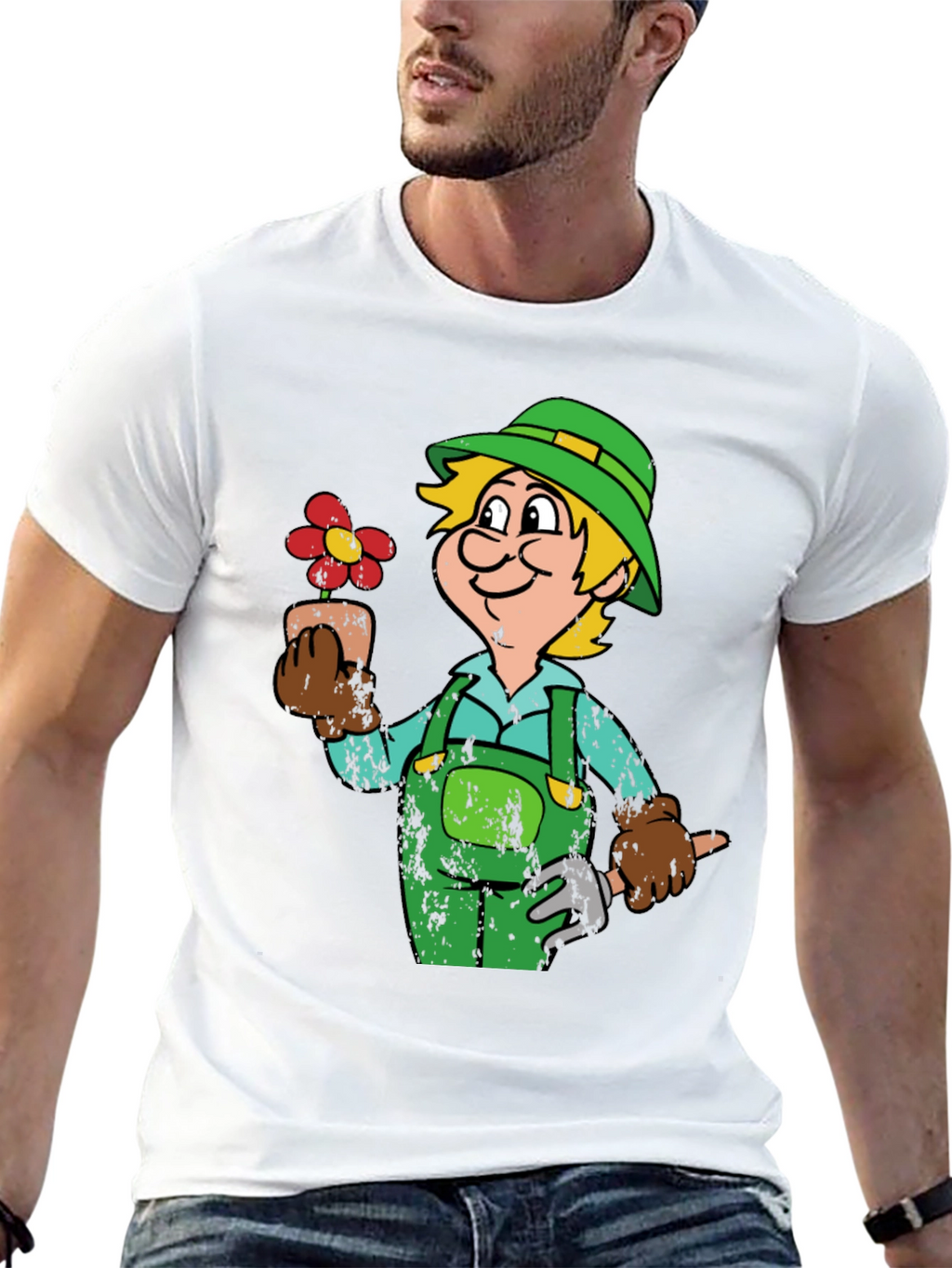 Gardener Cartoon Graphic T-Shirt