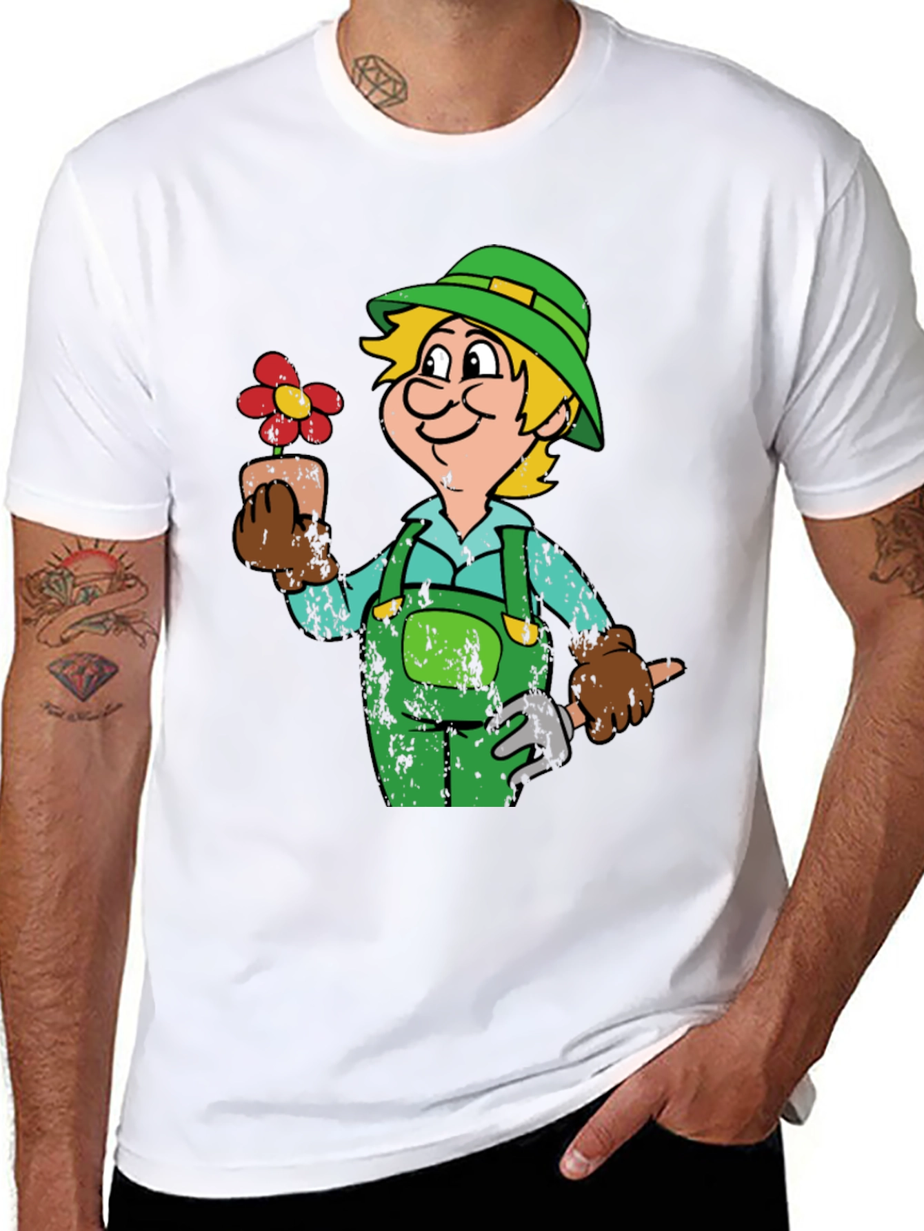 Gardener Cartoon Graphic T-Shirt
