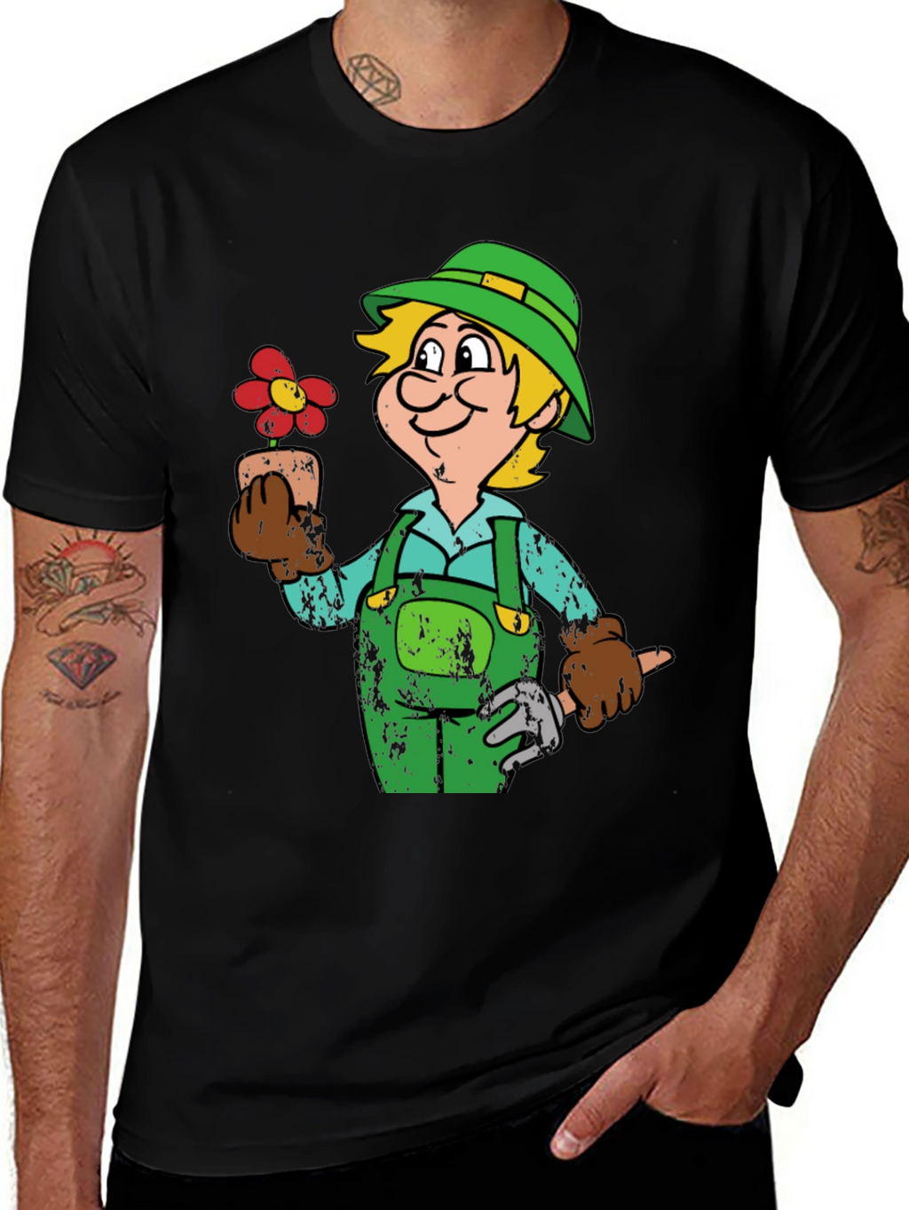 Gardener Cartoon Graphic T-Shirt